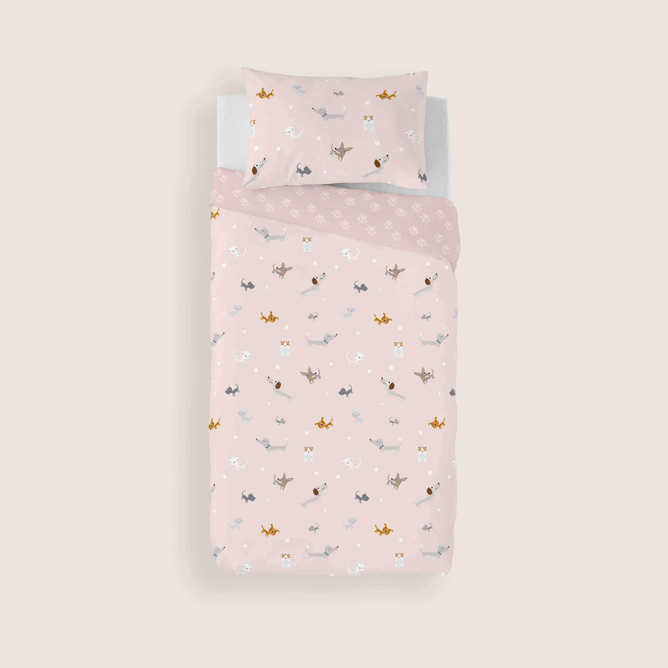 COPRIPIUMINO REVERSIBILE STAMPATO PER BAMBINI AMICI PELOSI 100% COTONE