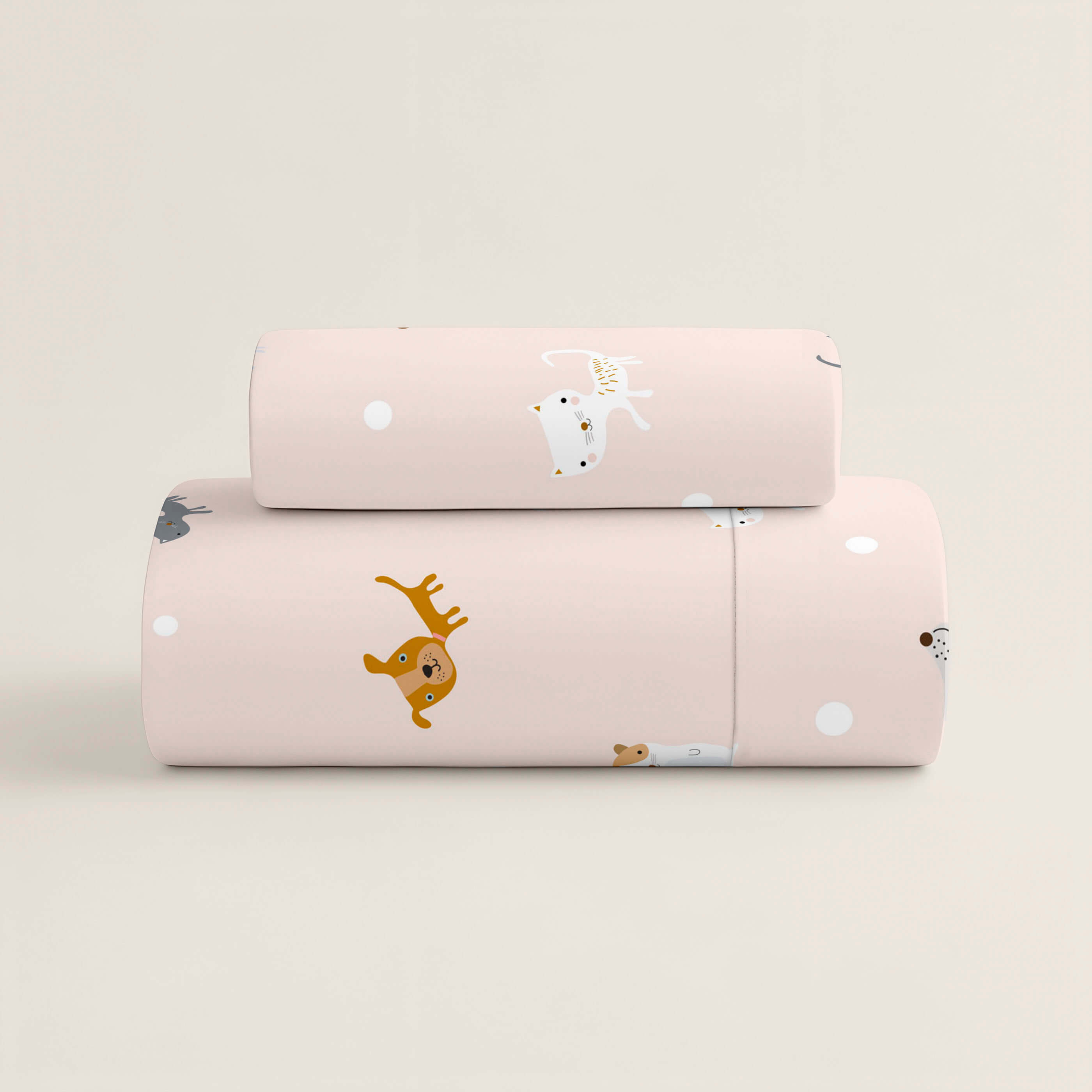 COPRIPIUMINO REVERSIBILE STAMPATO PER BAMBINI AMICI PELOSI 100% COTONE