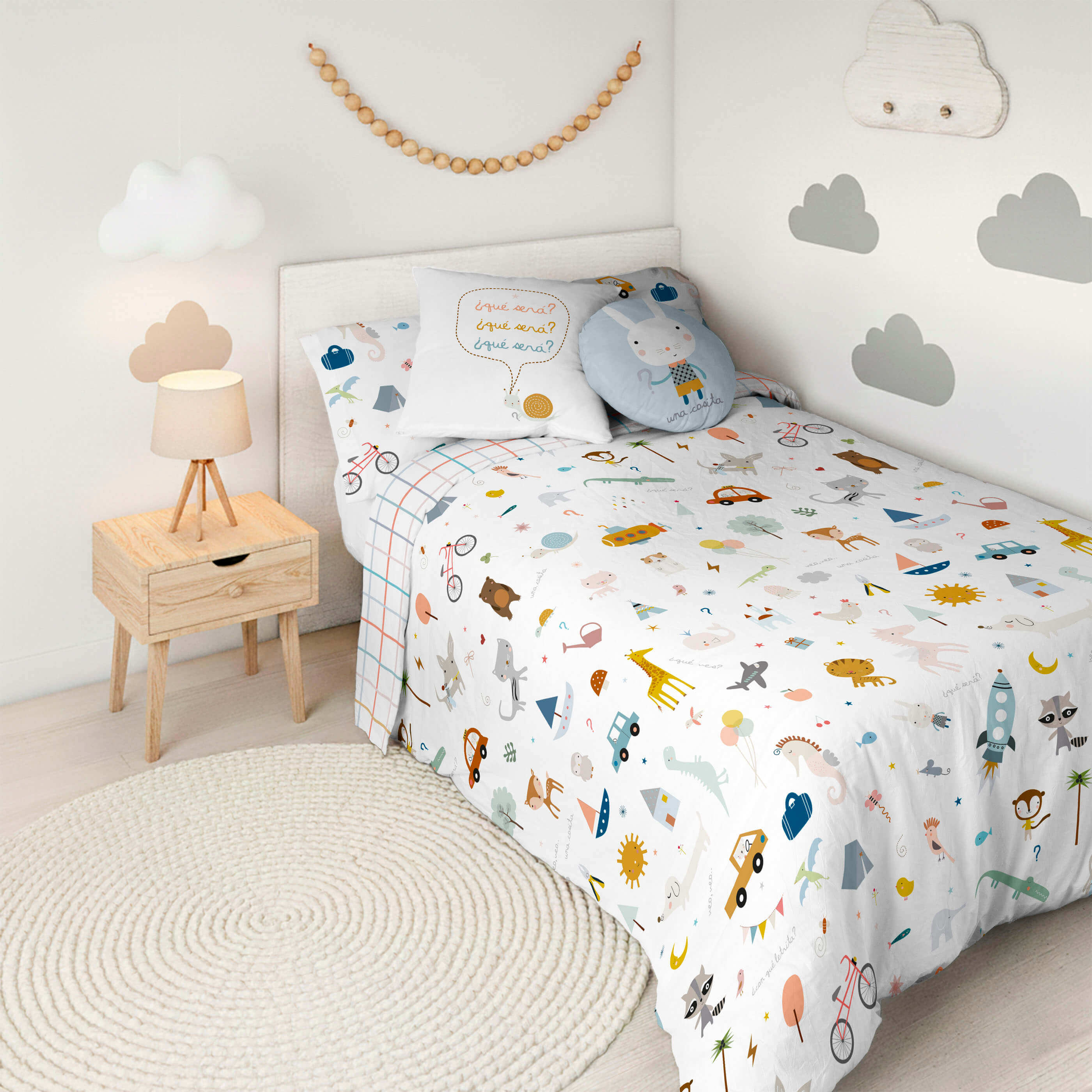 COPRIPIUMINO REVERSIBILE STAMPATO PER BAMBINI VEO VEO 100% COTONE