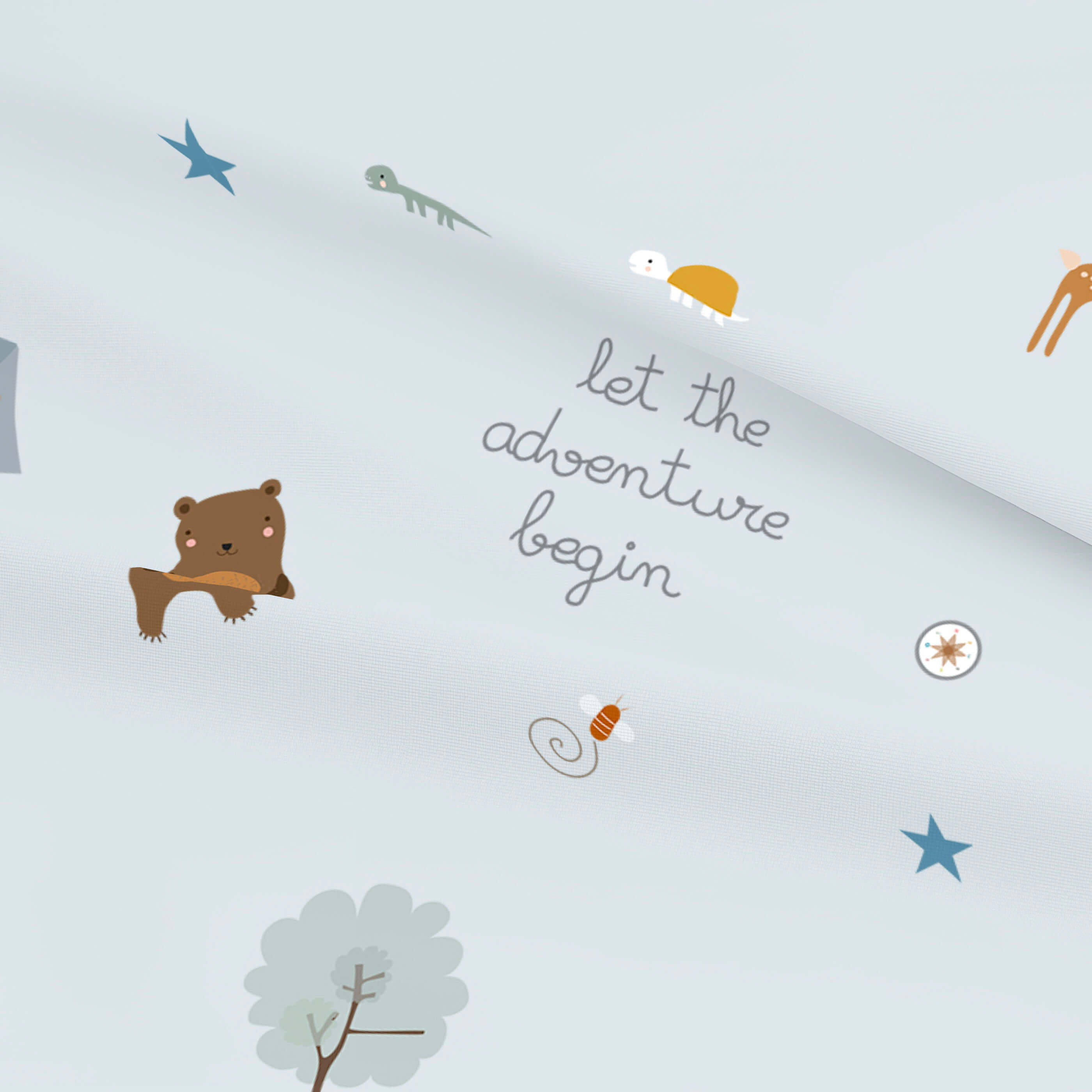 JUEGO SÁBANAS ESTAMPADAS INFANTIL AVENTURA BOSQUE B 100% ALGODÓN