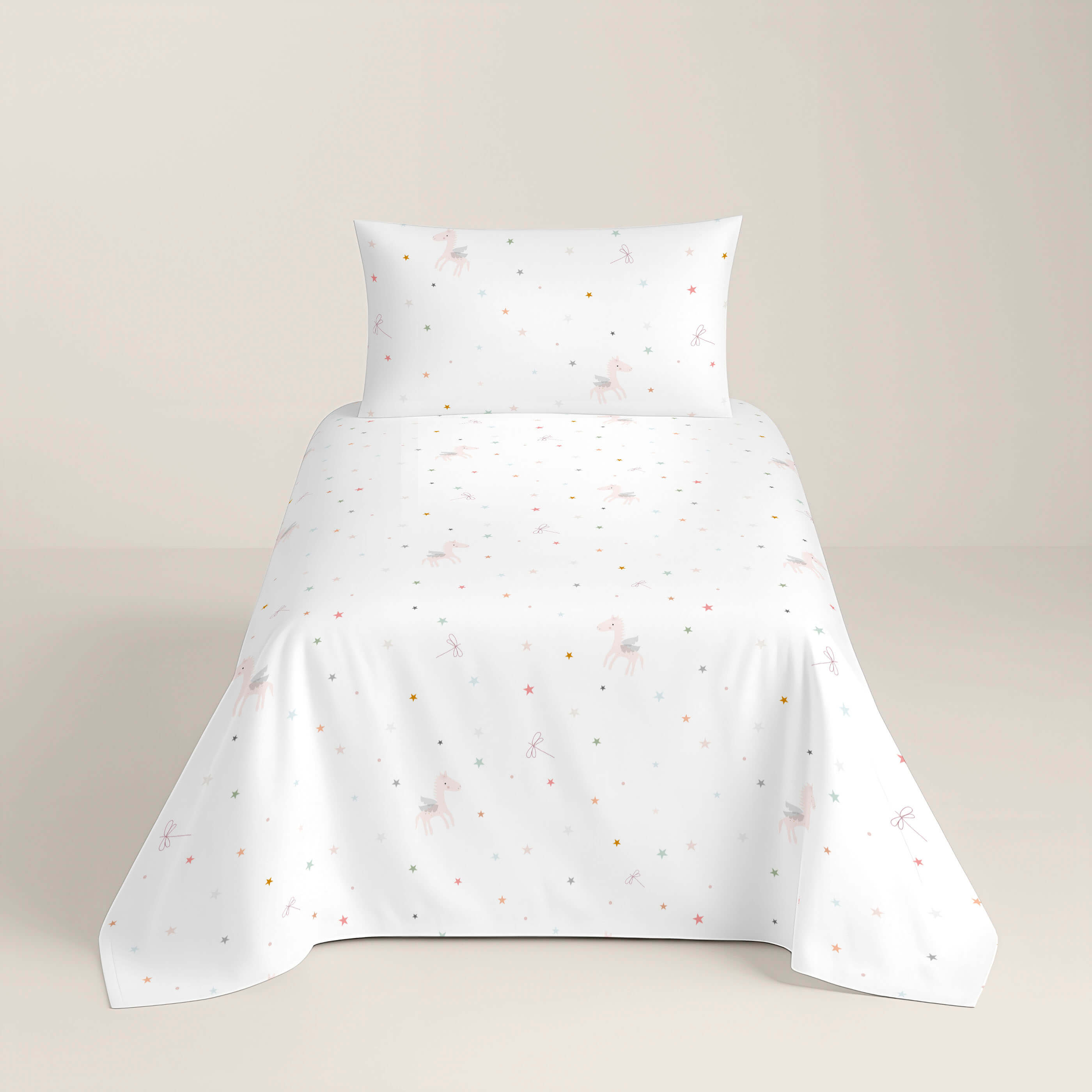 SET LENZUOLA STAMPATE PER BAMBINI PEGASO MAGICO B 100% COTONE