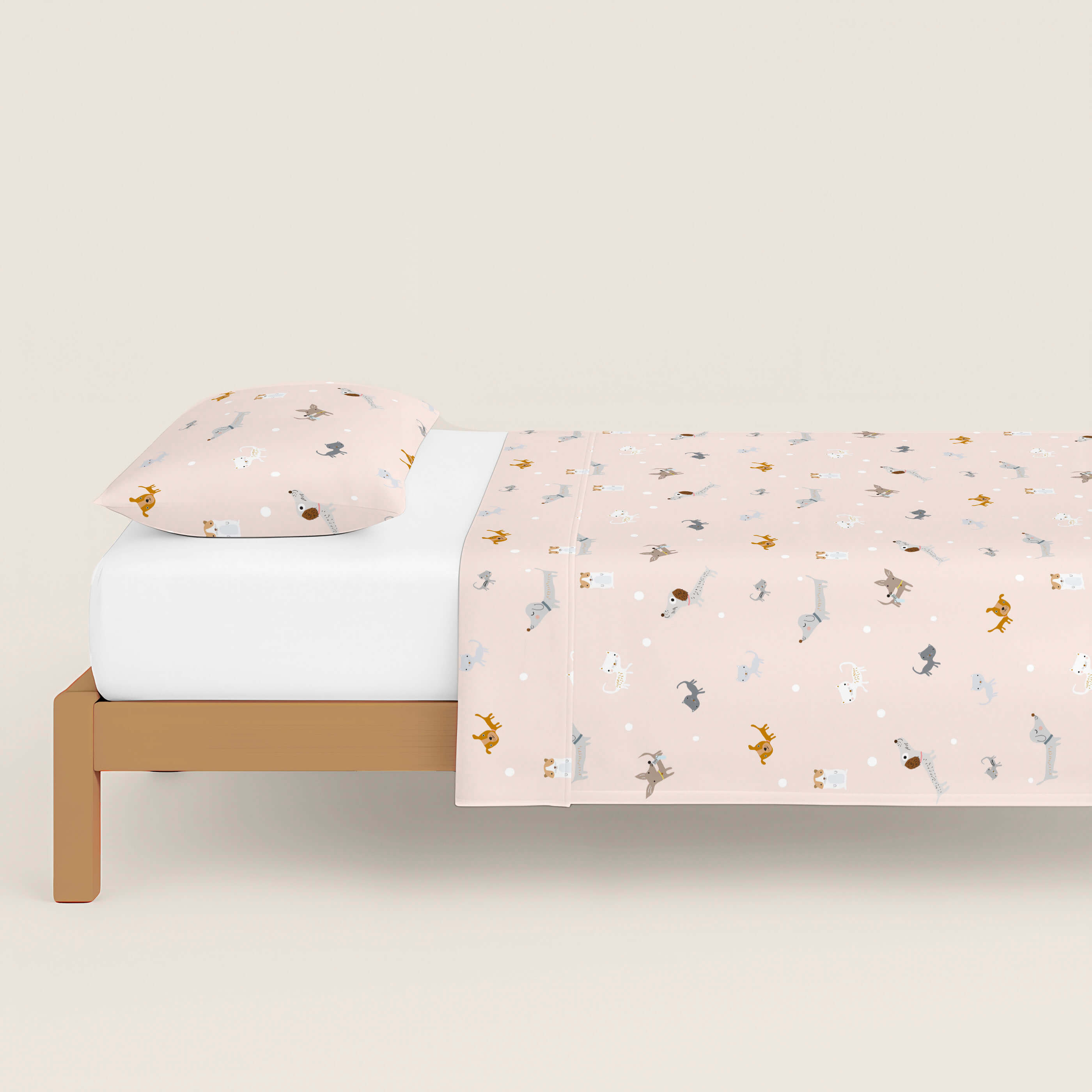 JUEGO SÁBANAS ESTAMPADAS INFANTIL AMIGOS PELUDOS B 100% ALGODÓN