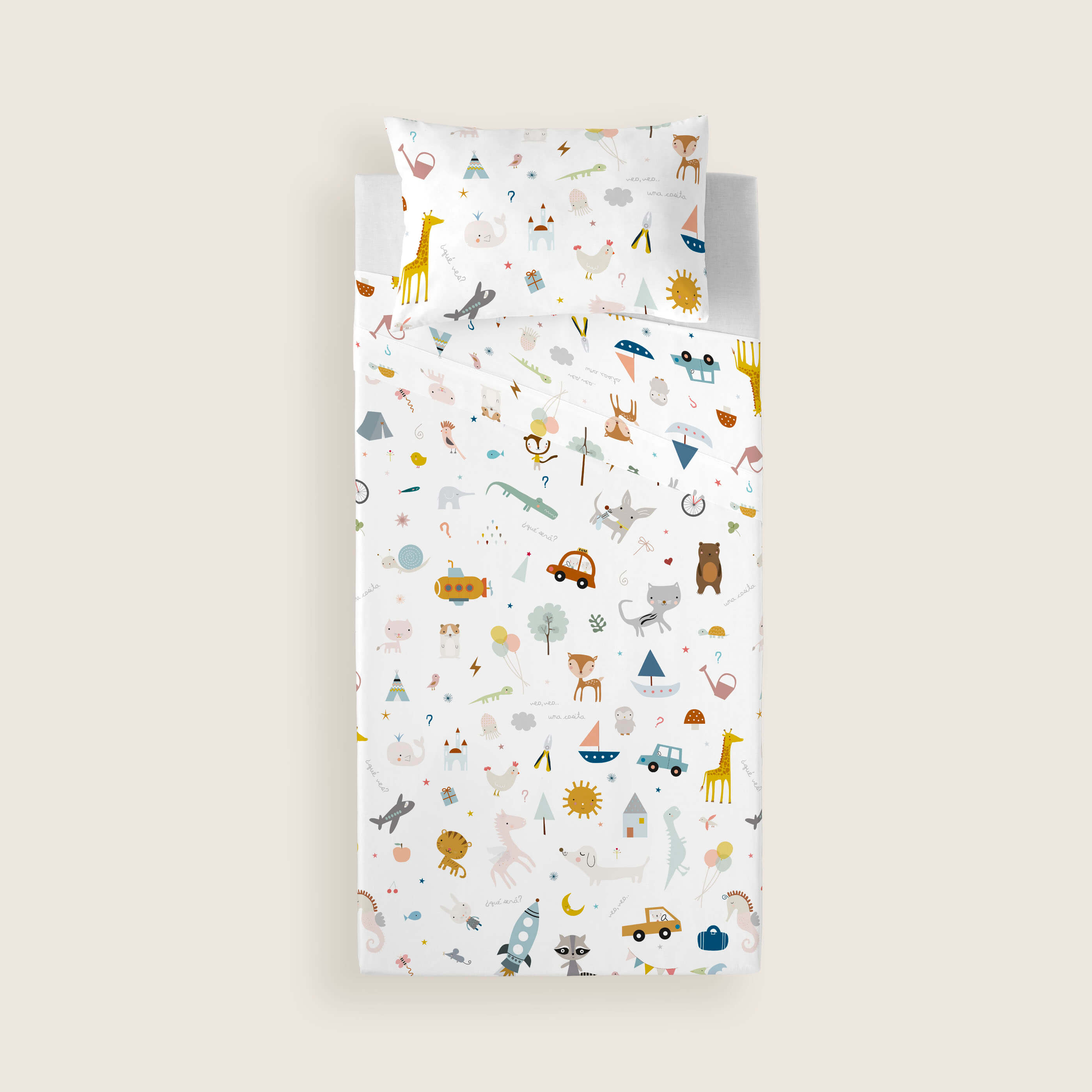 SET LENZUOLA STAMPATE PER BAMBINI VEO VEO B 100% COTONE