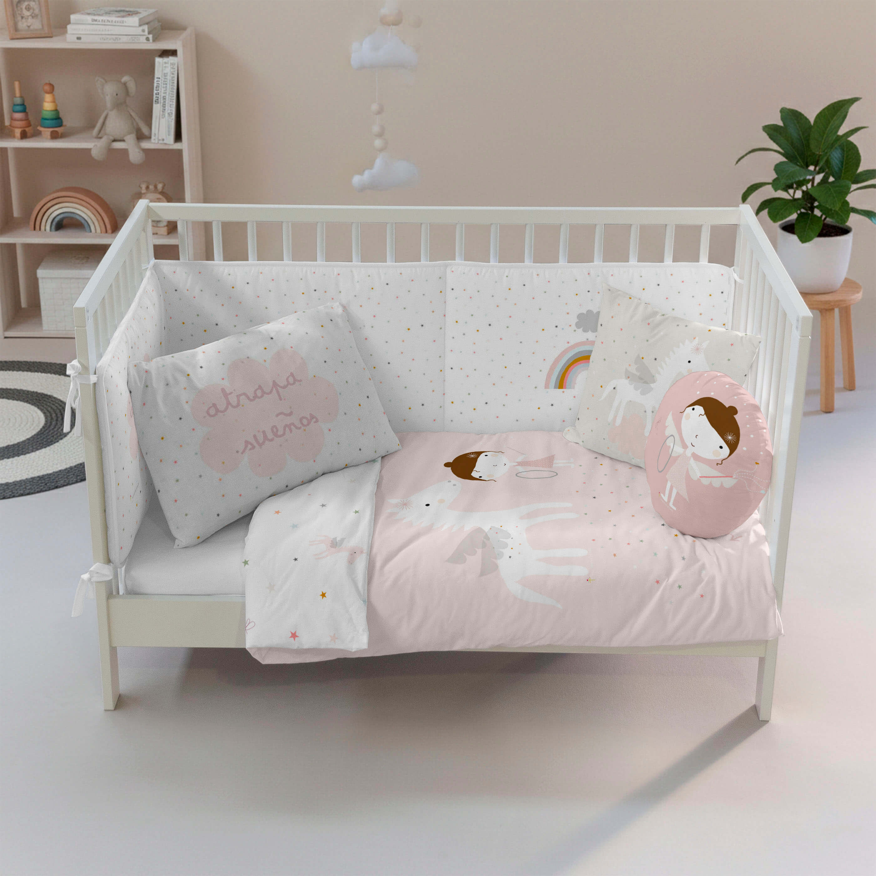 COPRIPIUMINO REVERSIBILE CULLA NEONATO PEGASO MAGICO 100% COTONE