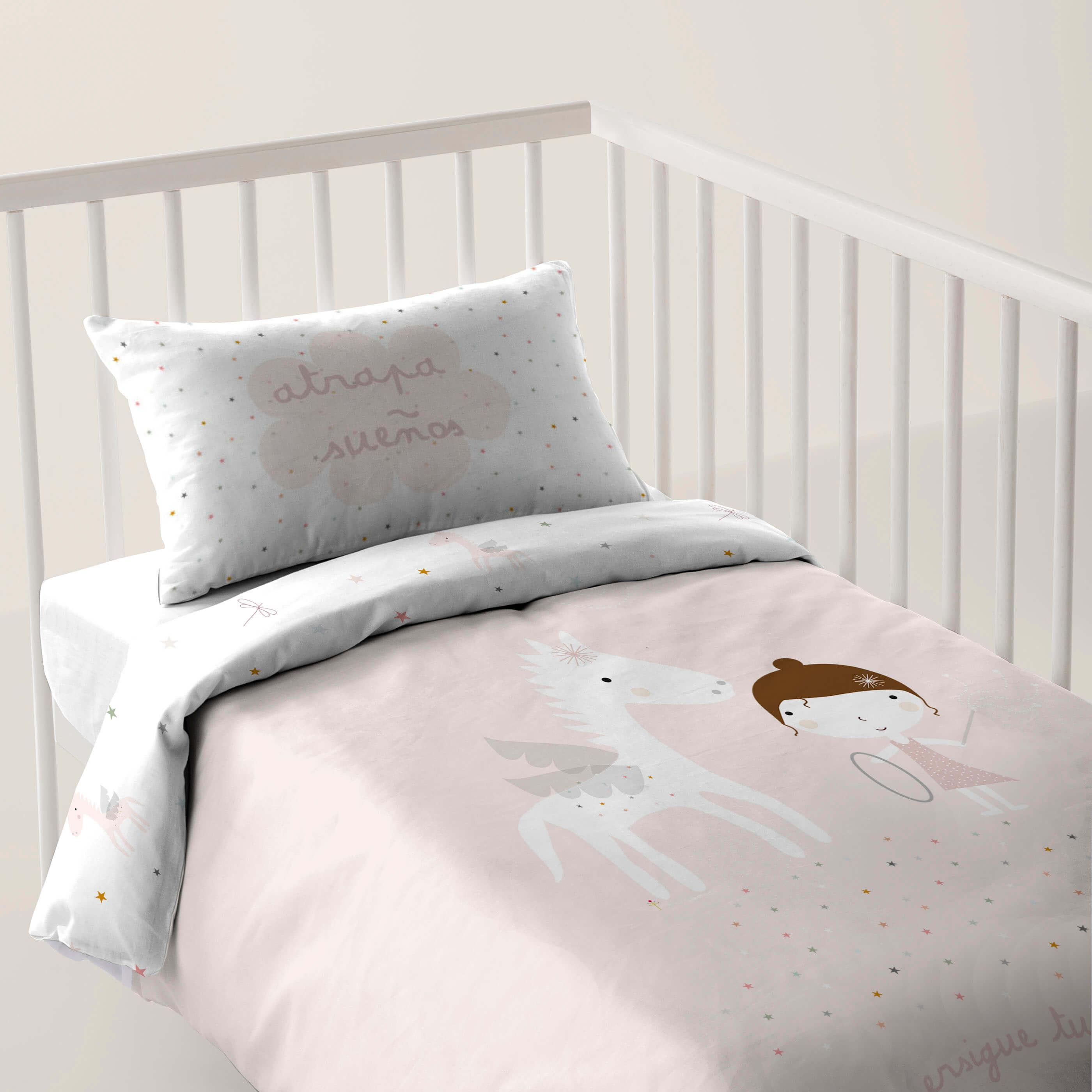 COPRIPIUMINO REVERSIBILE CULLA NEONATO PEGASO MAGICO 100% COTONE