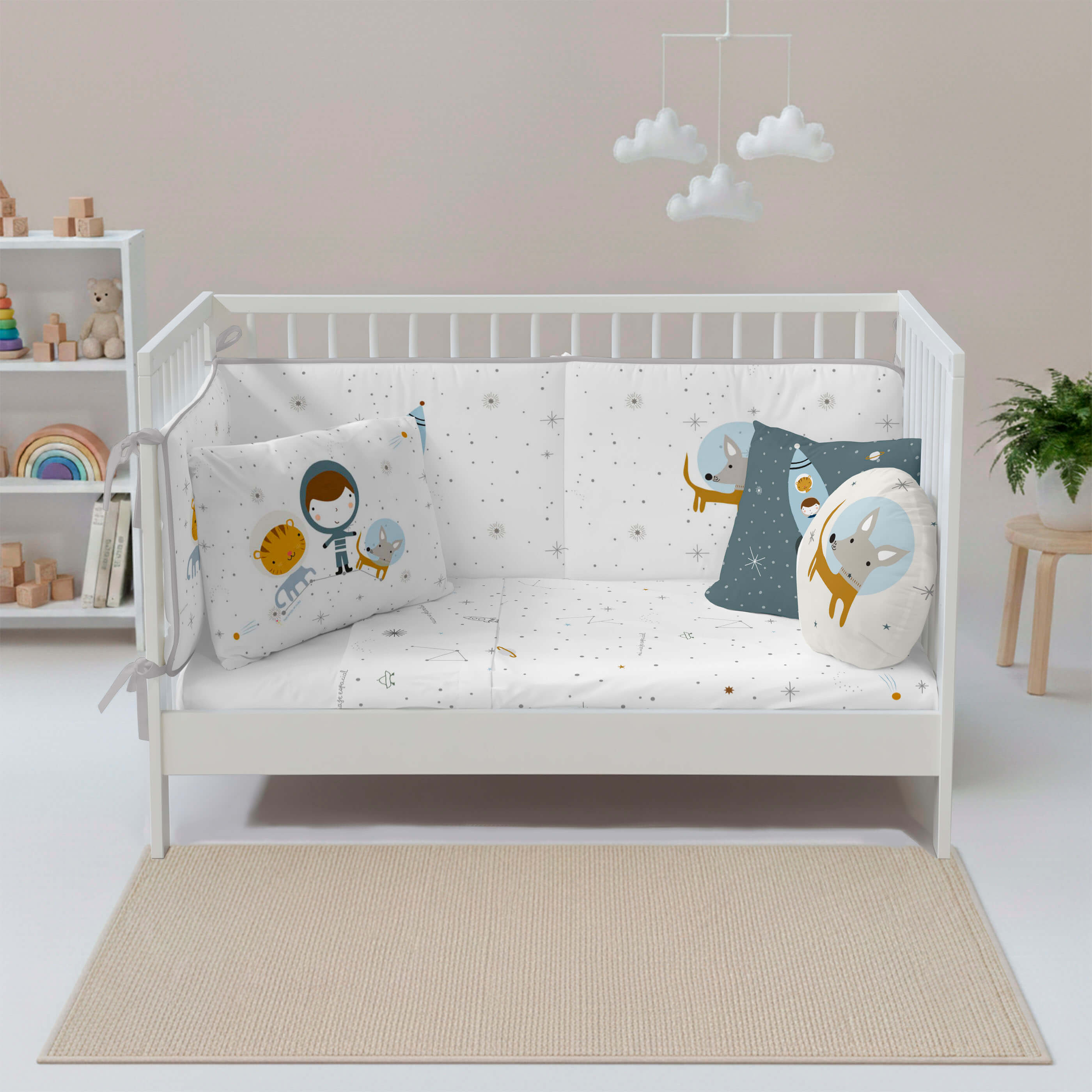 SET LENZUOLA CULLA NEONATO VIAGGIO SPAZIALE B 100% COTONE