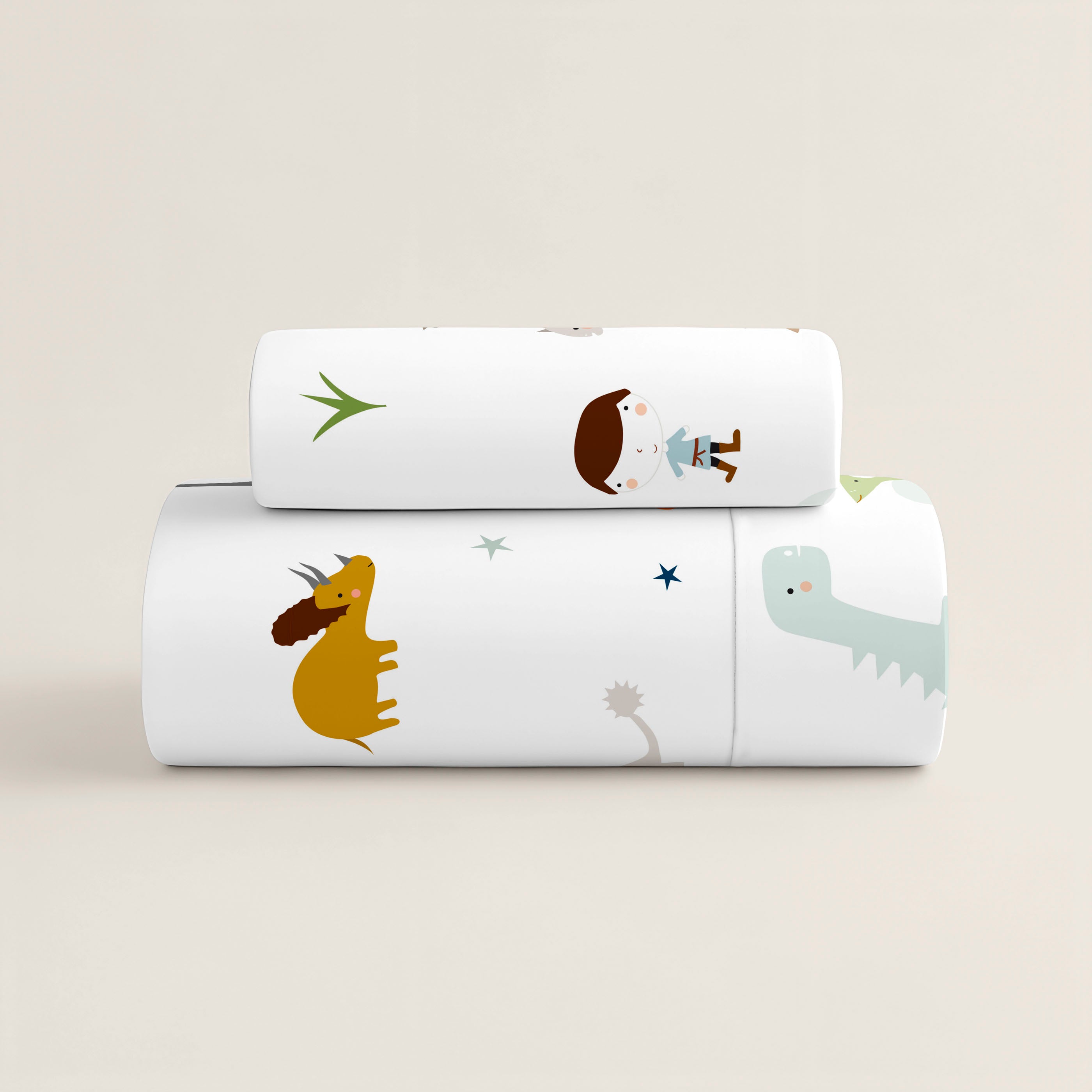 PARURE DE DRAPS ENFANT IMPRIMÉE DINOS B 100% COTON