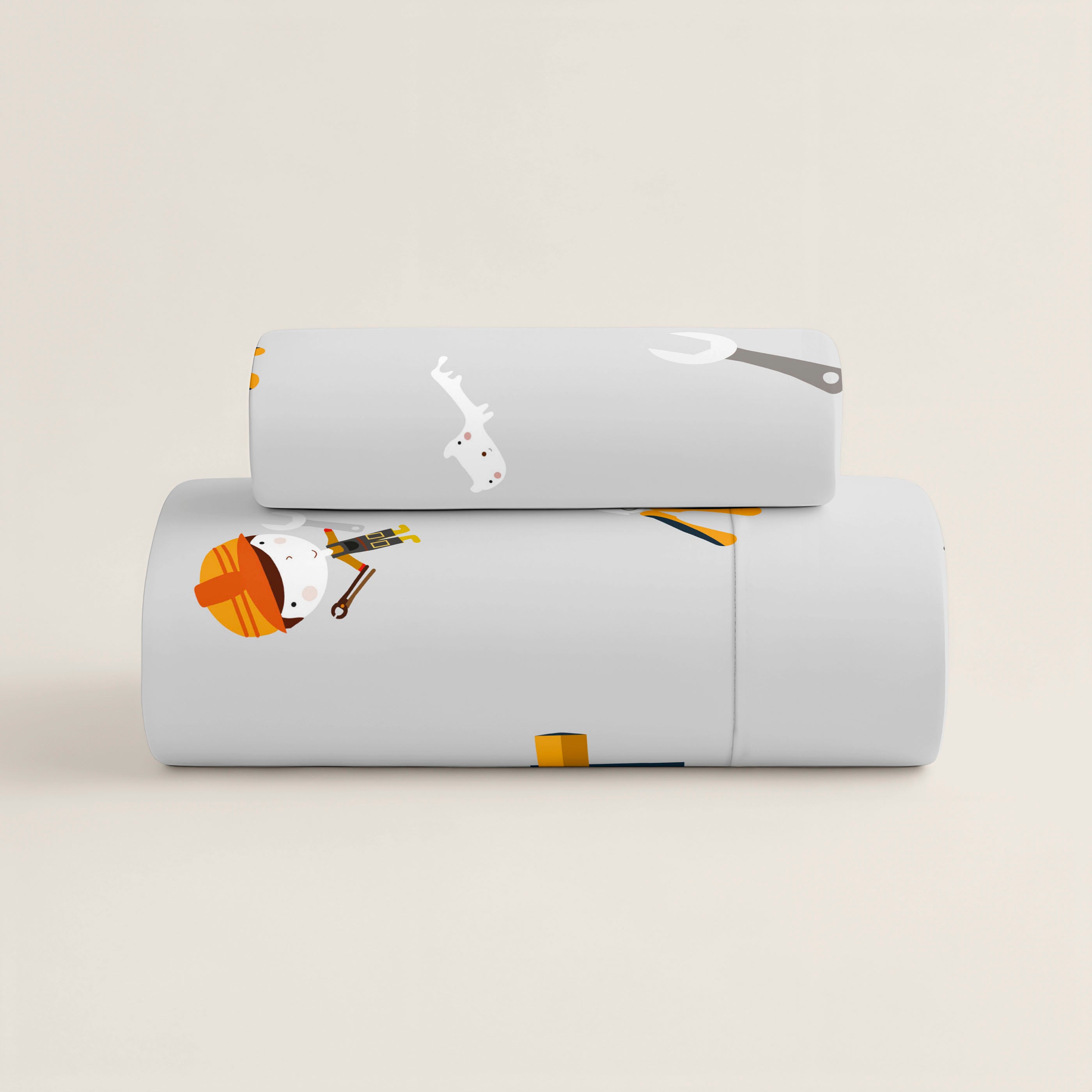 PARURE DE LIT IMPRIMÉE ENFANT OUTILS B 100% COTON