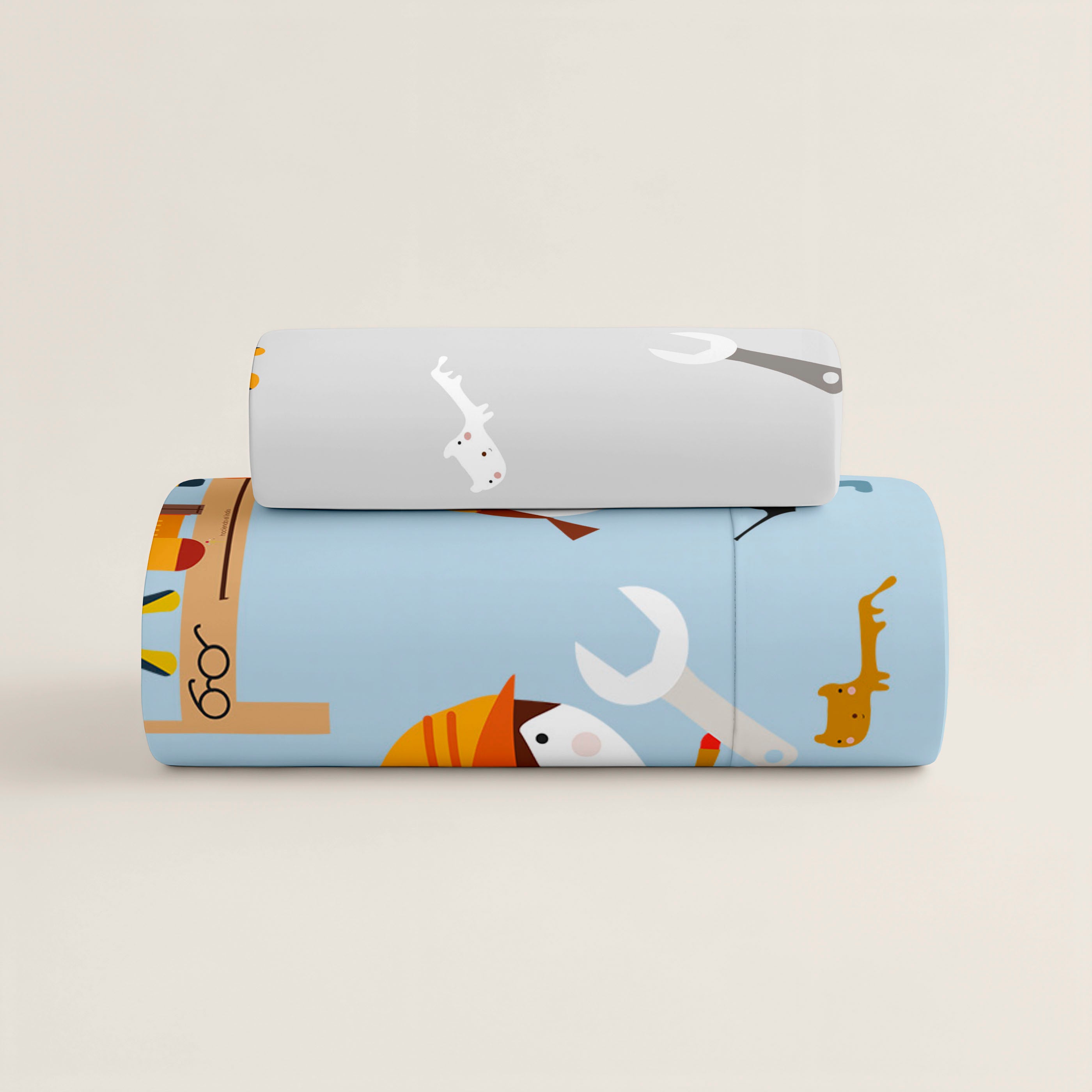 PARURE DE DRAPS IMPRIMÉE ENFANT OUTILS 100% COTON