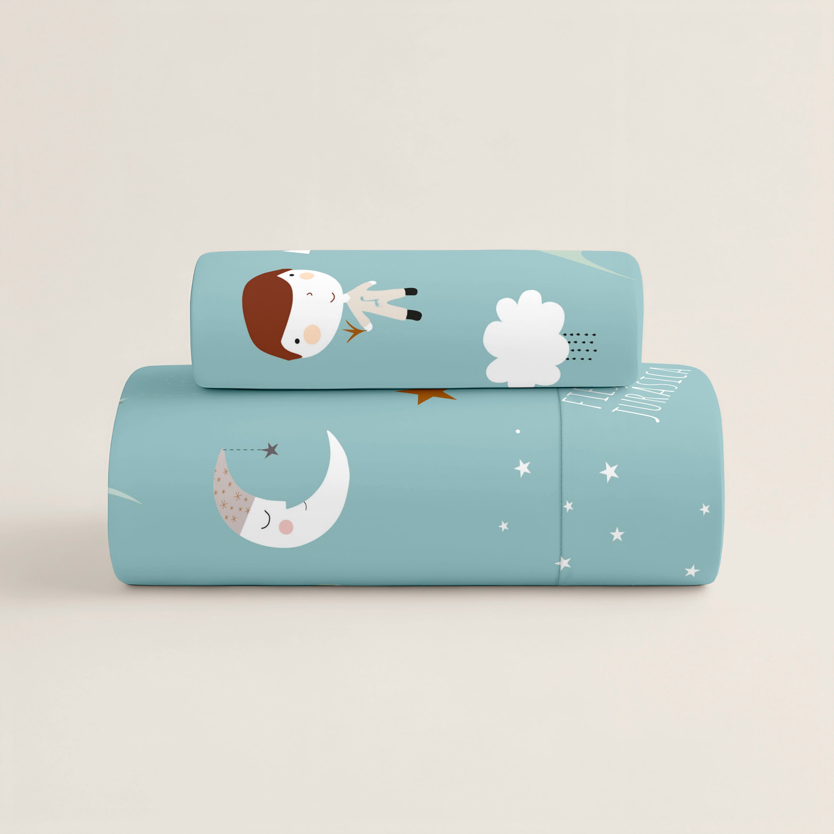 PARURE DE LIT IMPRIMÉE ENFANT JURASIC GREEN B 100% COTON