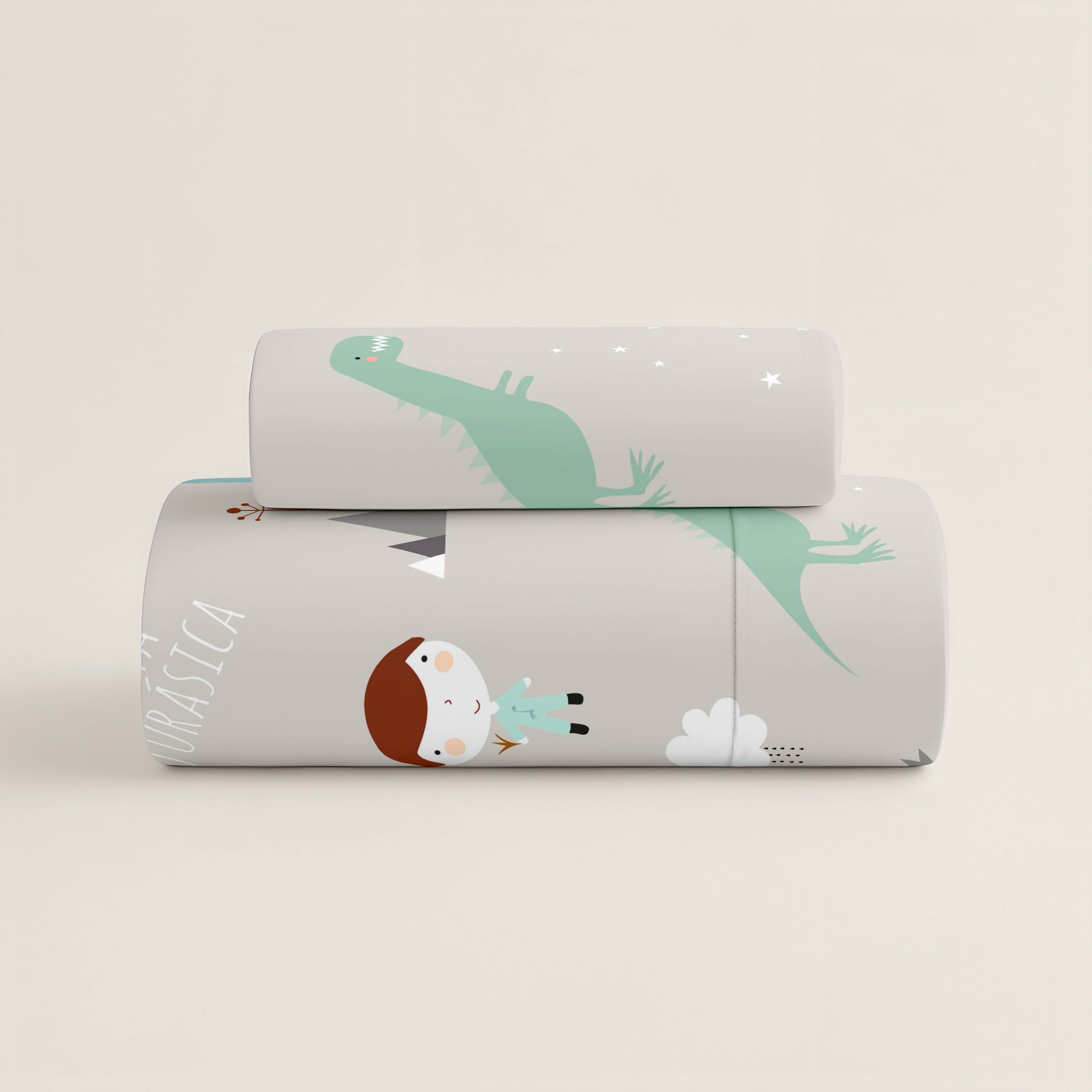 PARURE DE LIT IMPRIMÉE ENFANT JURASIC WHITE B 100% COTON