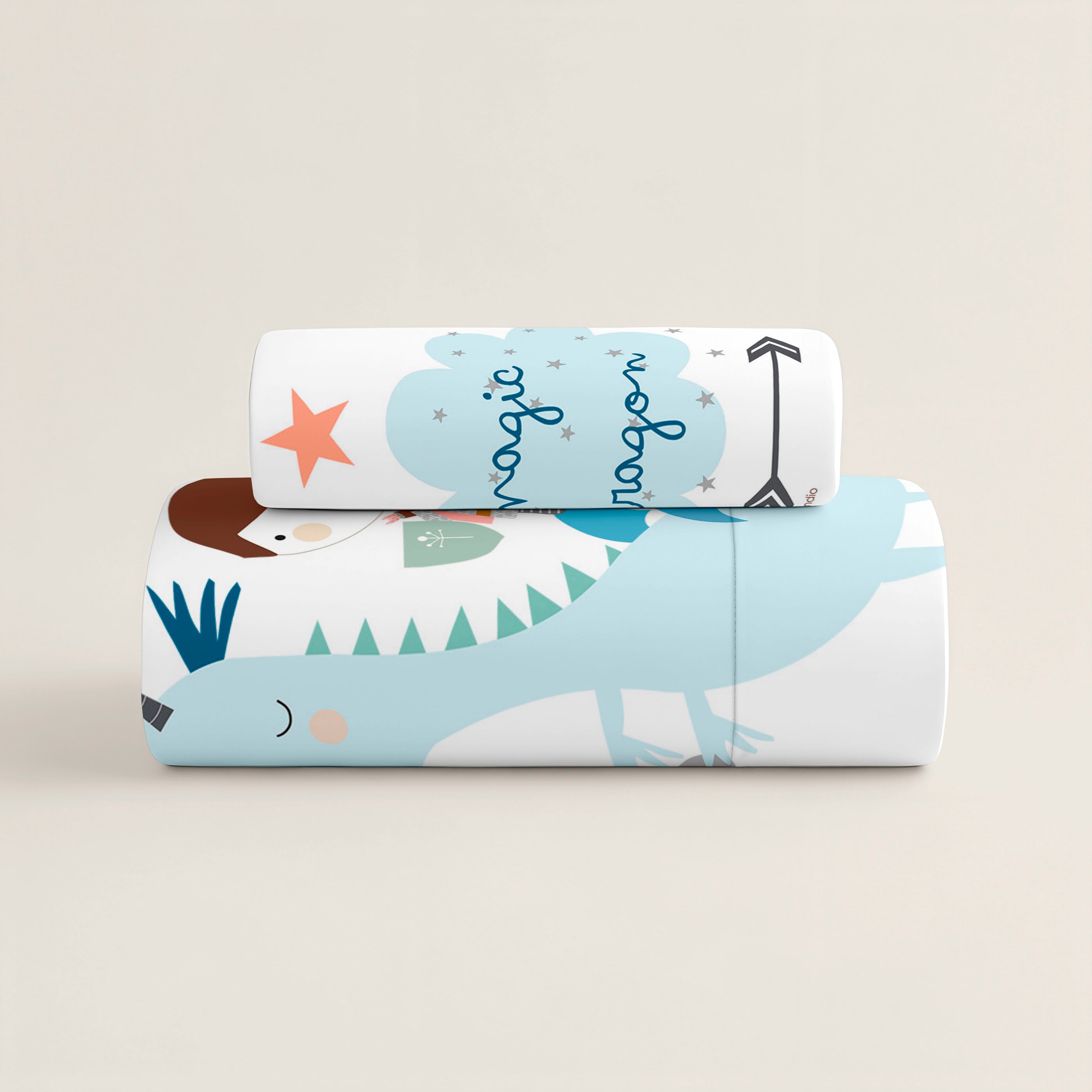 PARURE DE DRAP LIT BÉBÉ MAGIC DRAGON PANOT 100% COTON