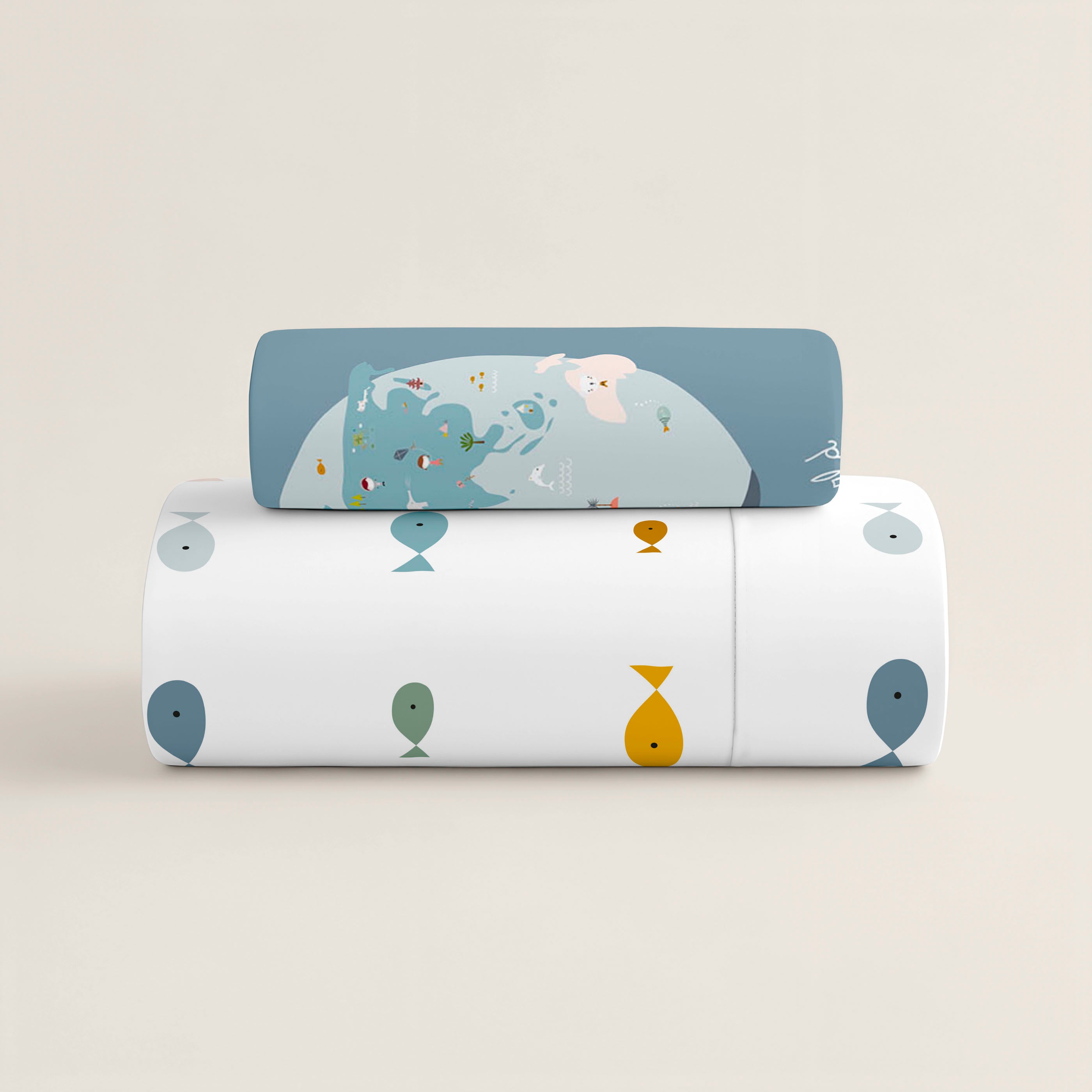 PARURE DE DRAPS LIT BÉBÉ MAPPEMONDE COORD. 100% COTON