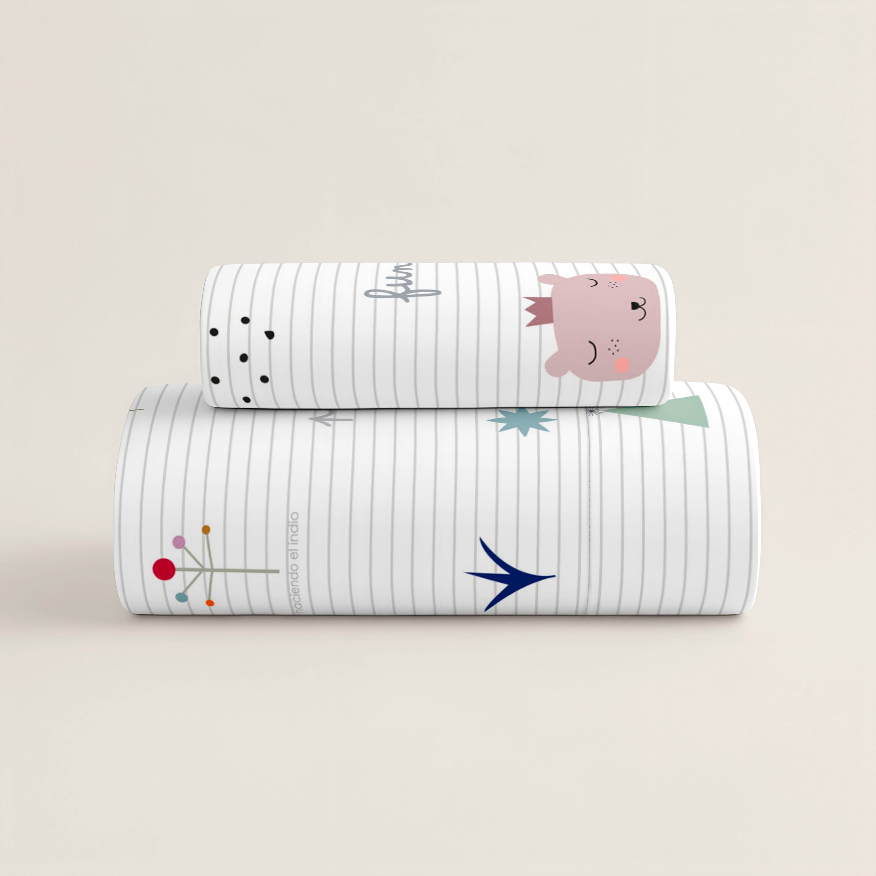 PARURE DE DRAPS ENFANT IMPRIMÉE SOIS HEUREUX 100% COTON