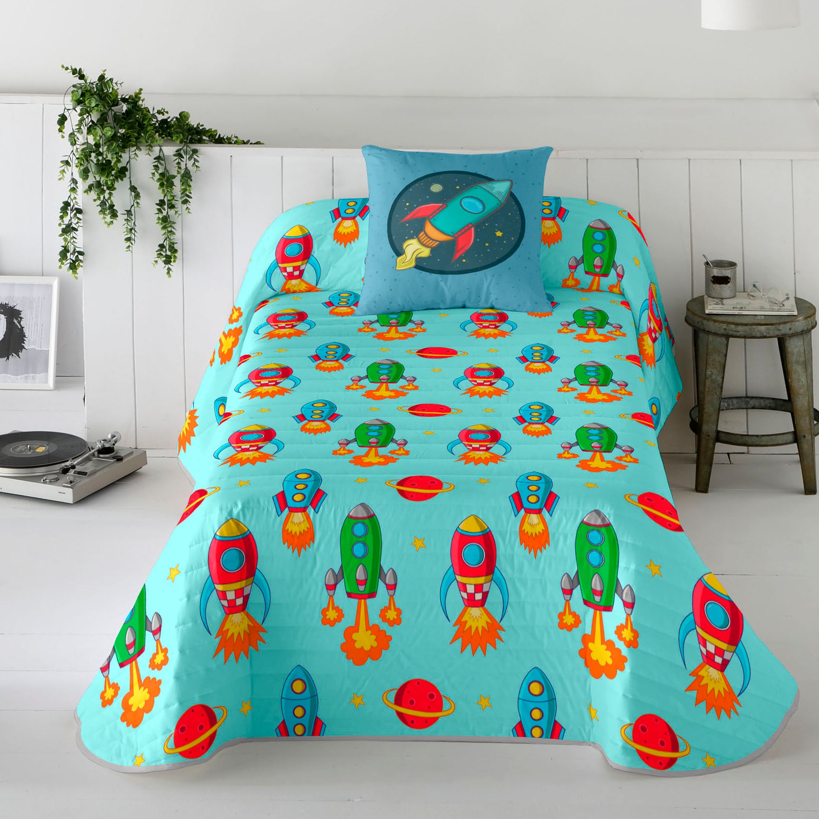 COLCHA BOUTI REVERSIBLE ESTAMPADA INFANTIL GALA 100% ALGODÓN