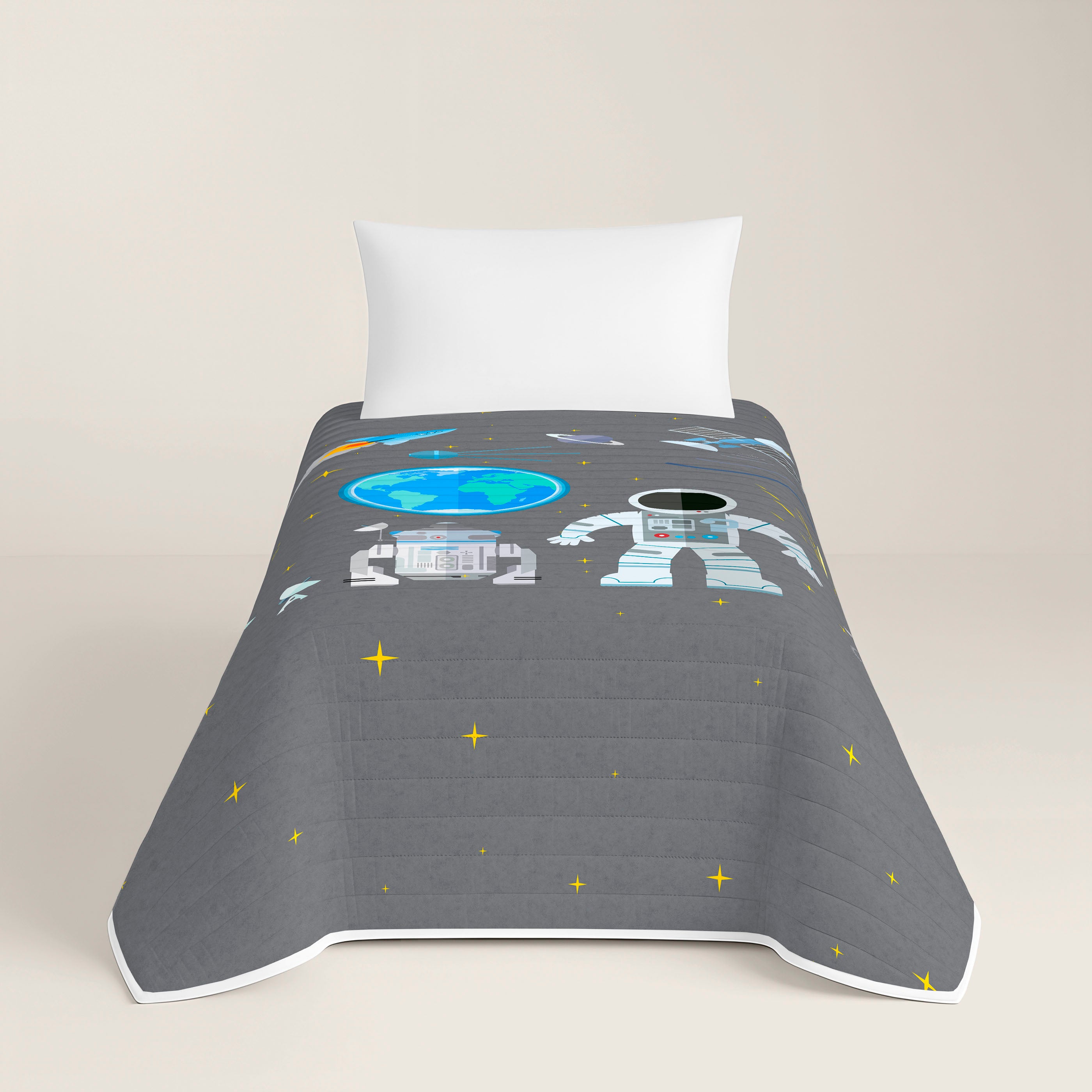 COLCHA BOUTI REVERSIBLE ESTAMPADA INFANTIL BERTO 100% ALGODÓN