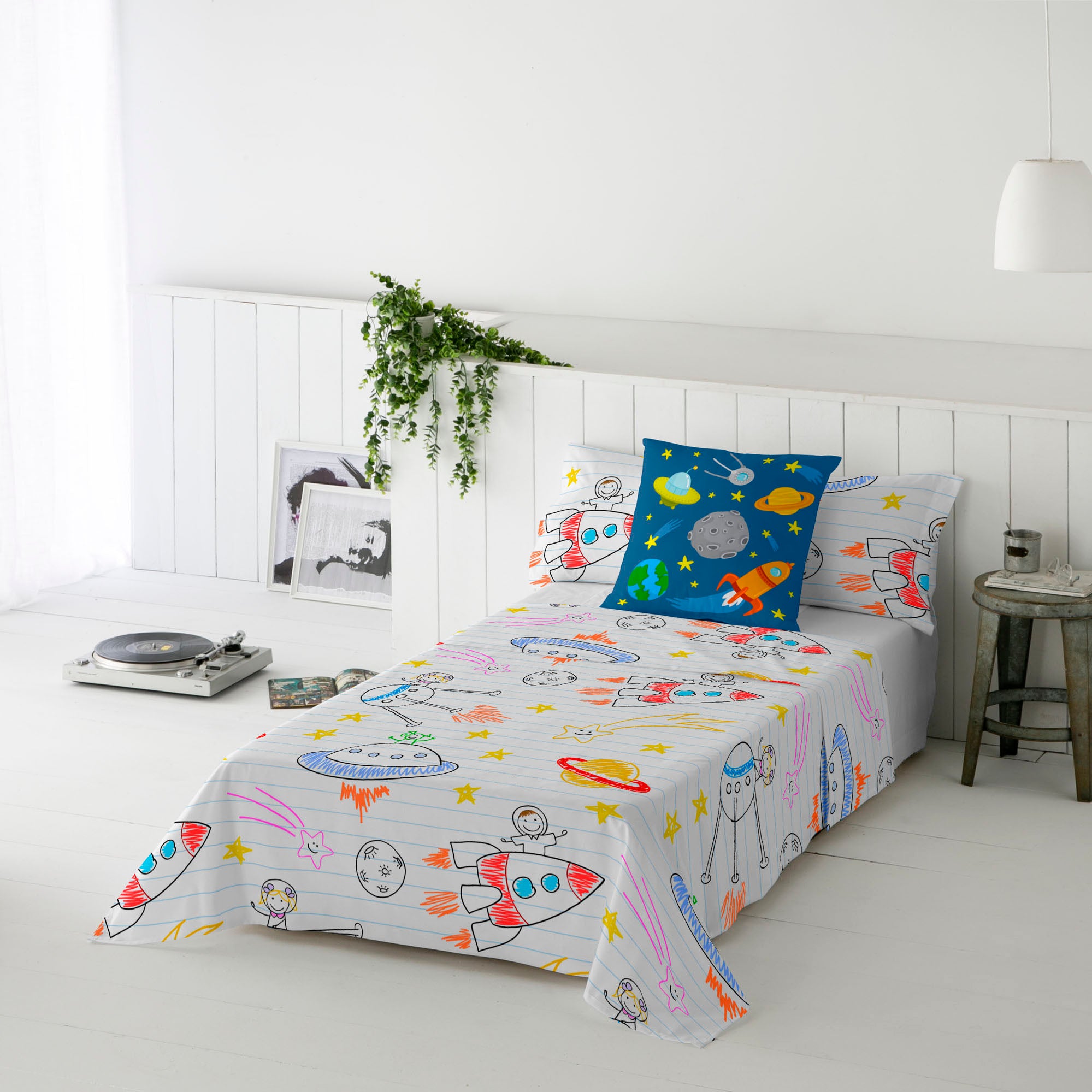 JUEGO SÁBANAS ESTAMPADAS INFANTIL LLUC B 100% ALGODÓN