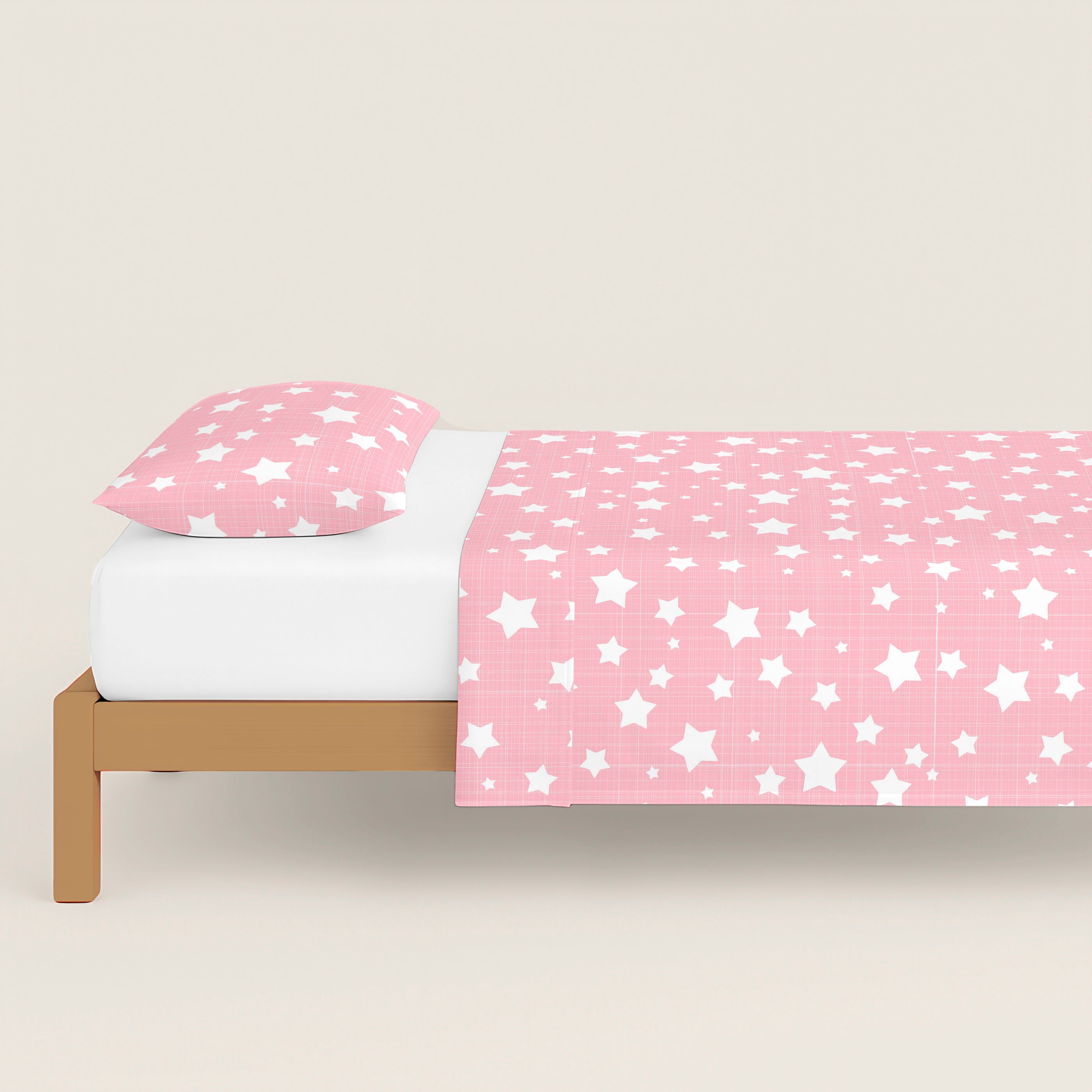 JUEGO SÁBANAS ESTAMPADAS INFANTIL IVETT B ROSA 100% ALGODÓN