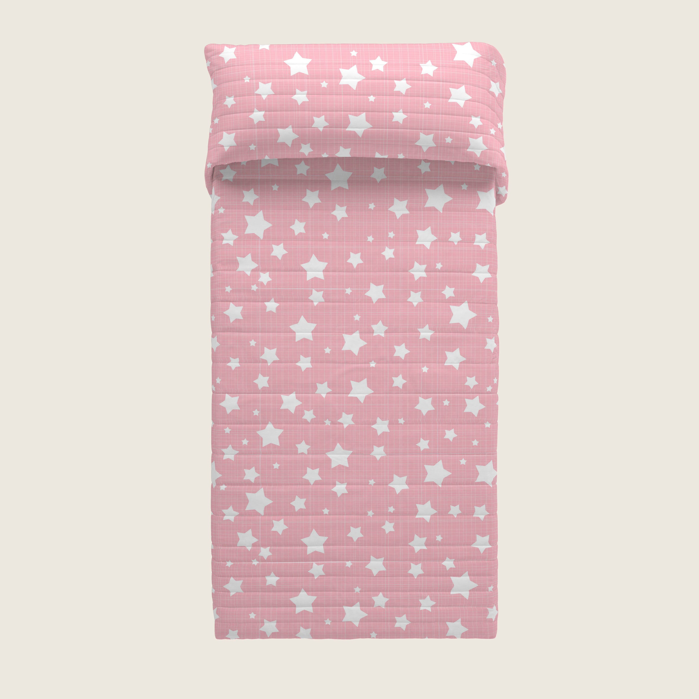 COLCHA BOUTI REVERSIBLE ESTAMPADA INFANTIL IVETT ROSA 100% ALGODÓN