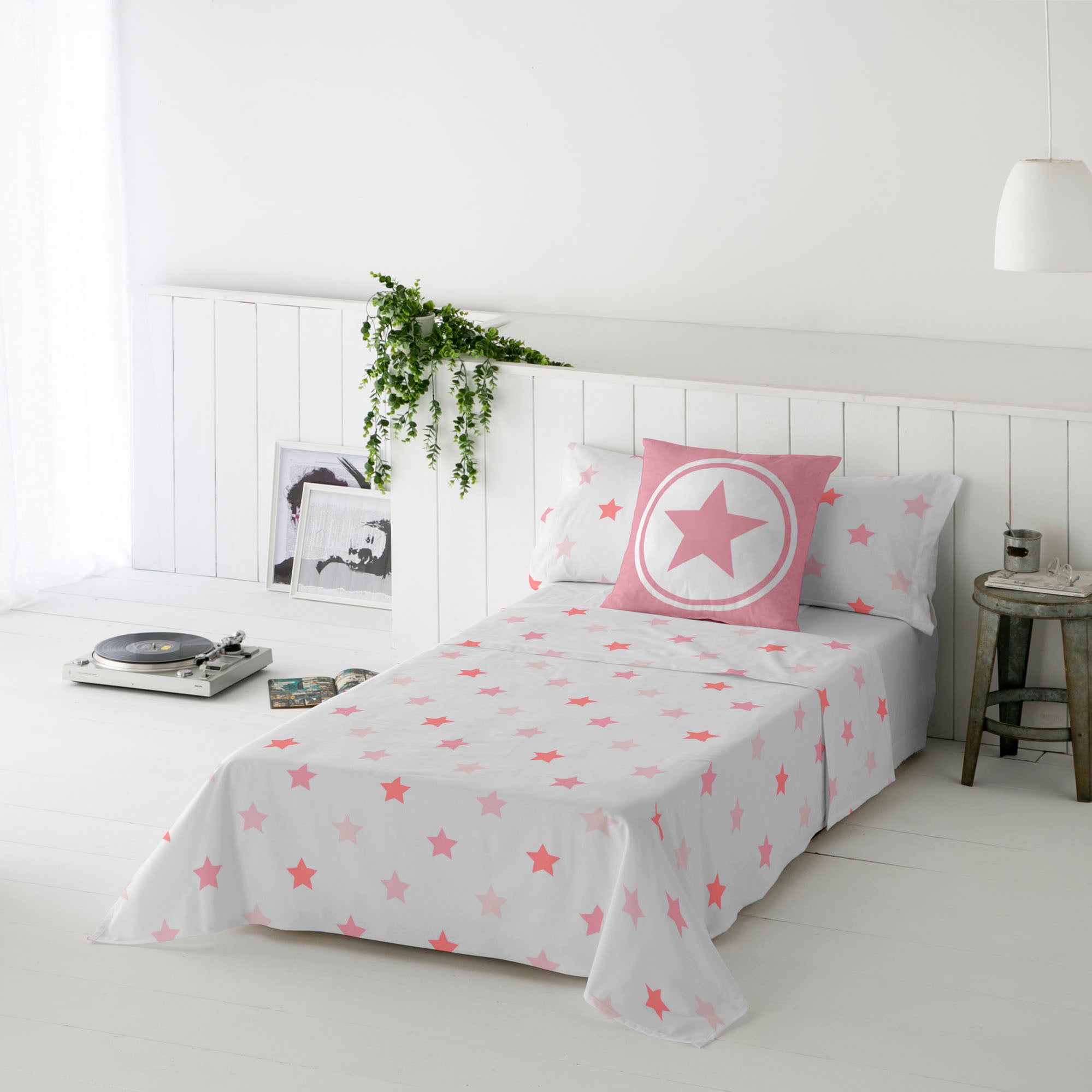 JUEGO SÁBANAS ESTAMPADAS INFANTIL INDIGO B ROSA 100% ALGODÓN