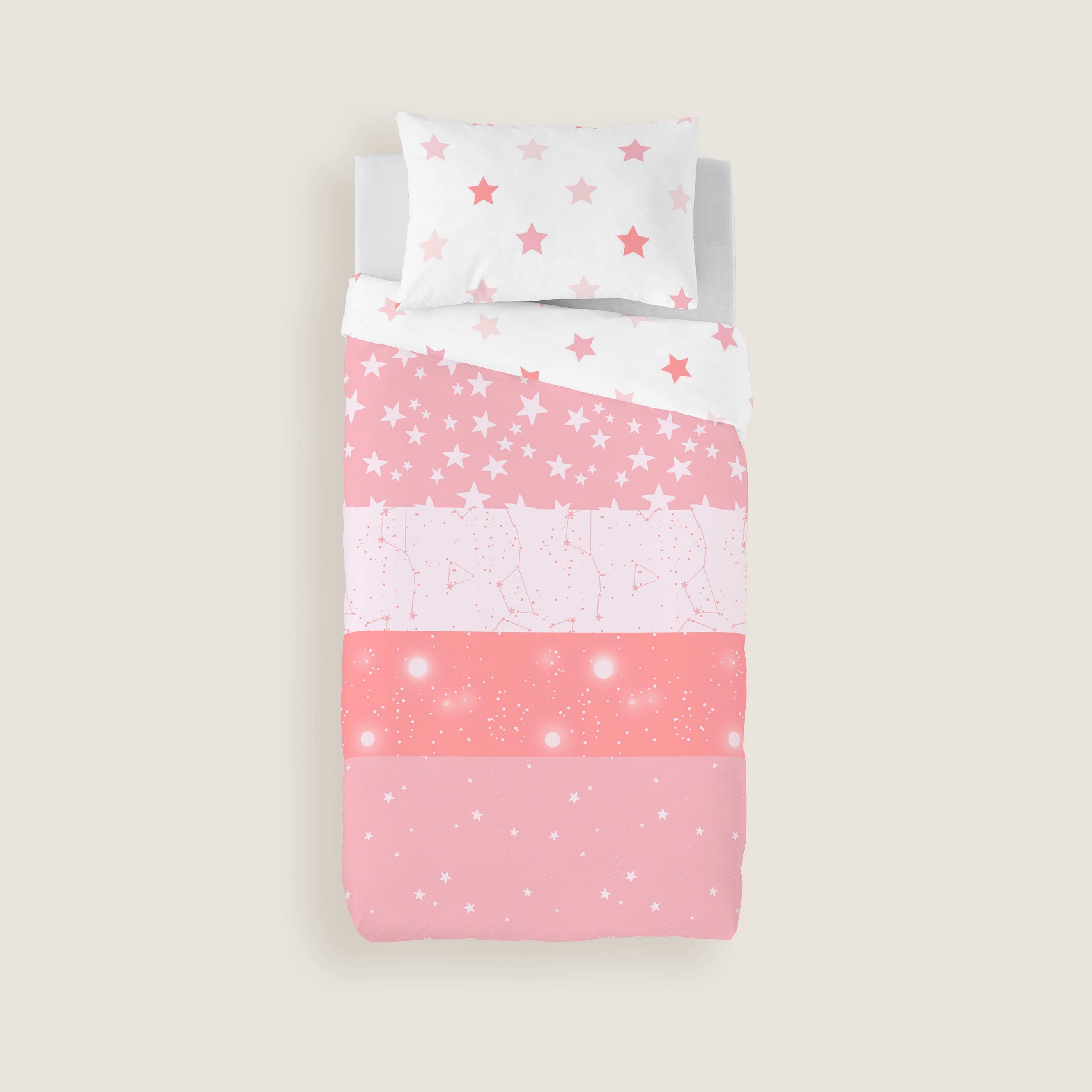 FUNDA NÓRDICA REVERSIBLE ESTAMPADA INFANTIL INDIGO ROSA 100% ALGODÓN
