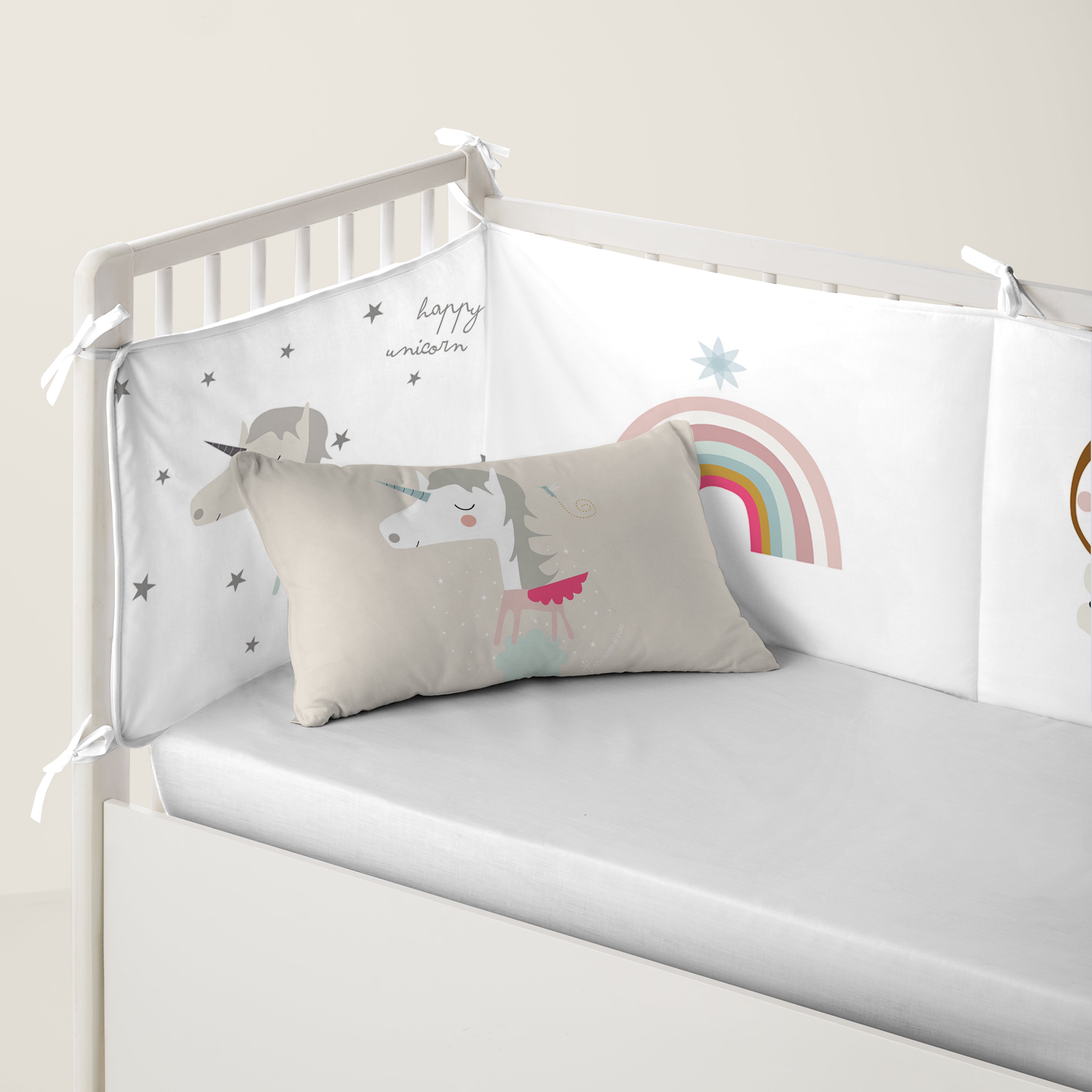 PROTECTOR CHICHONERA DE CUNA BEBÉ UNICORN PINK