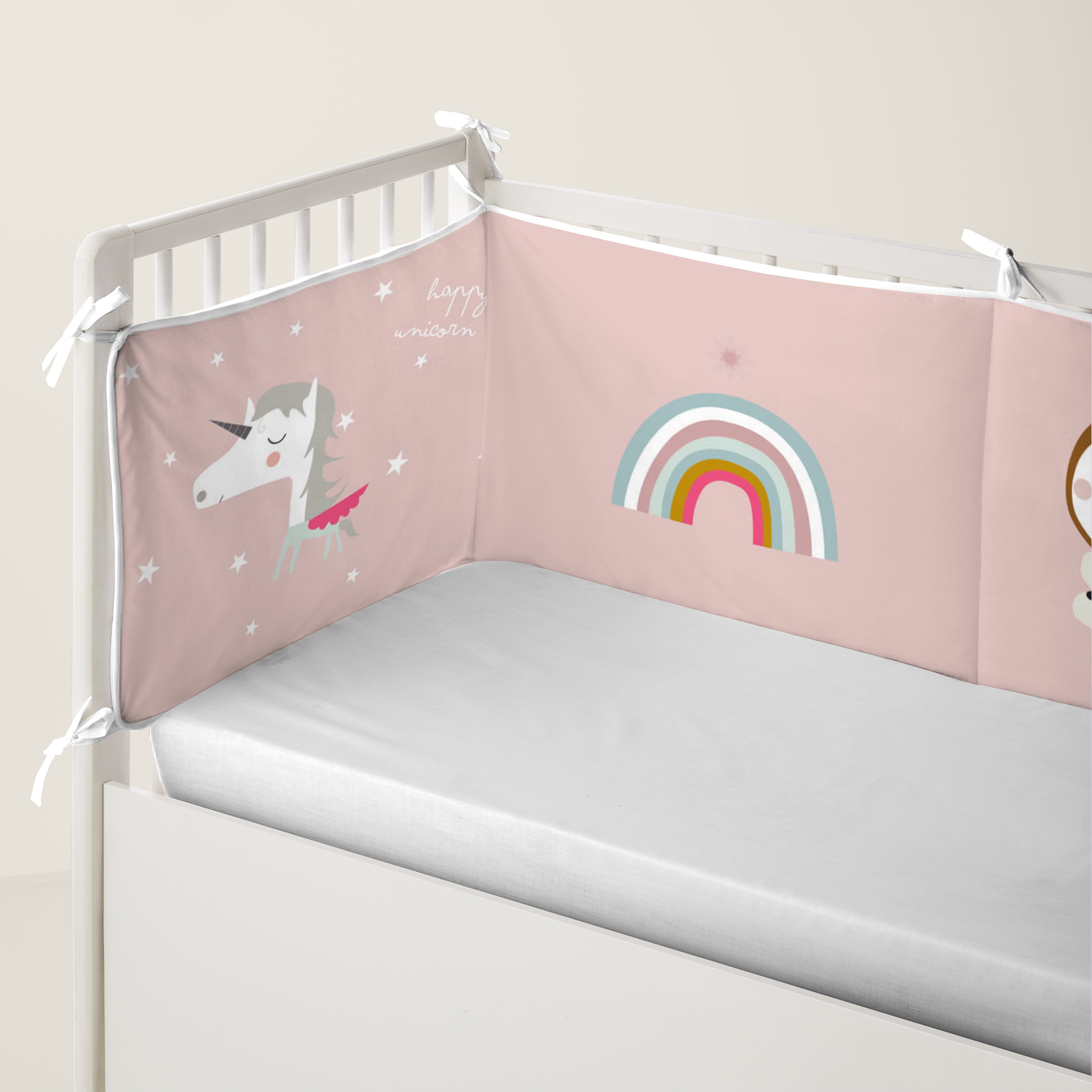 PROTECTOR CHICHONERA DE CUNA BEBÉ UNICORN WHITE