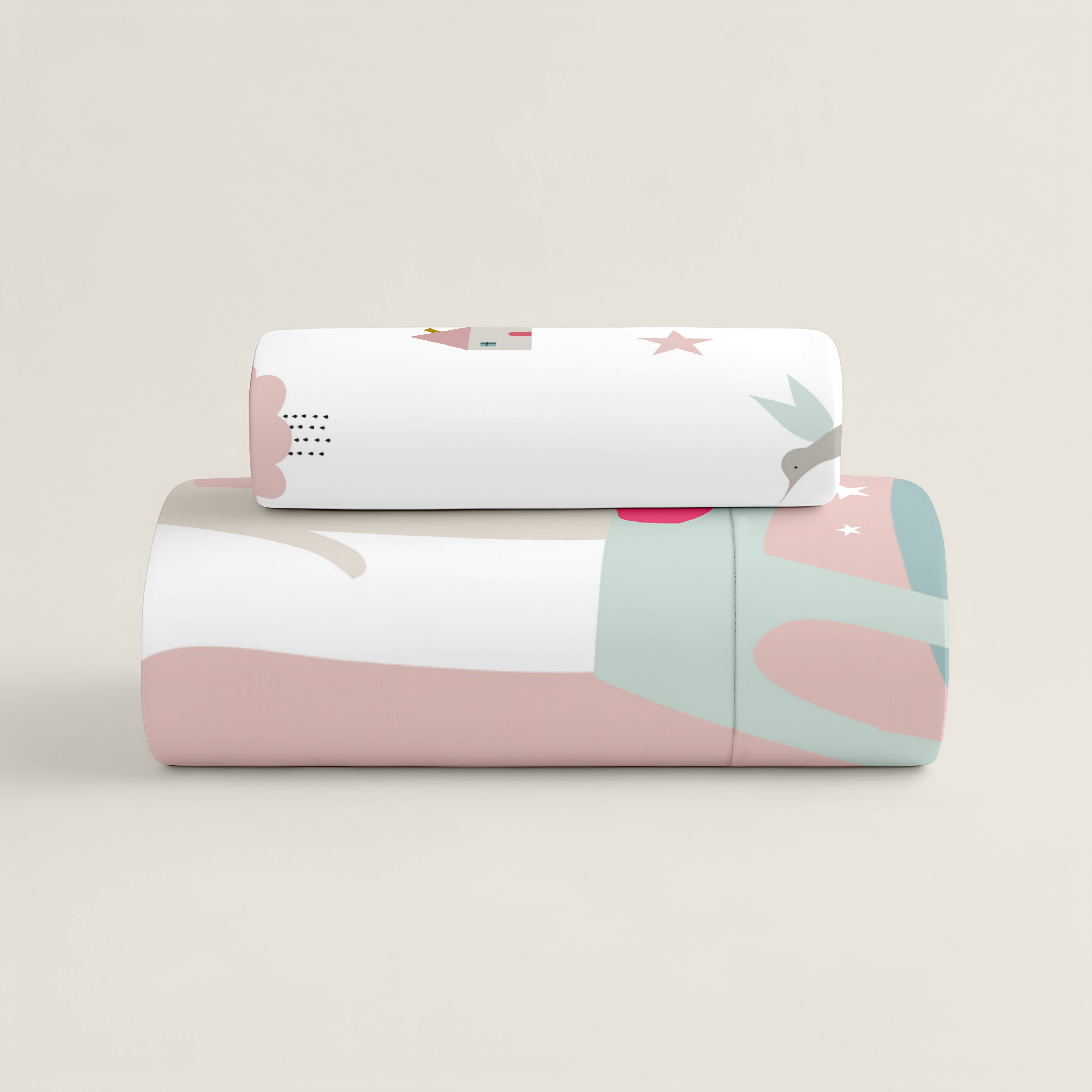 COPRIPIUMINO REVERSIBILE STAMPATO PER BAMBINI UNICORN PINK 100% COTONE