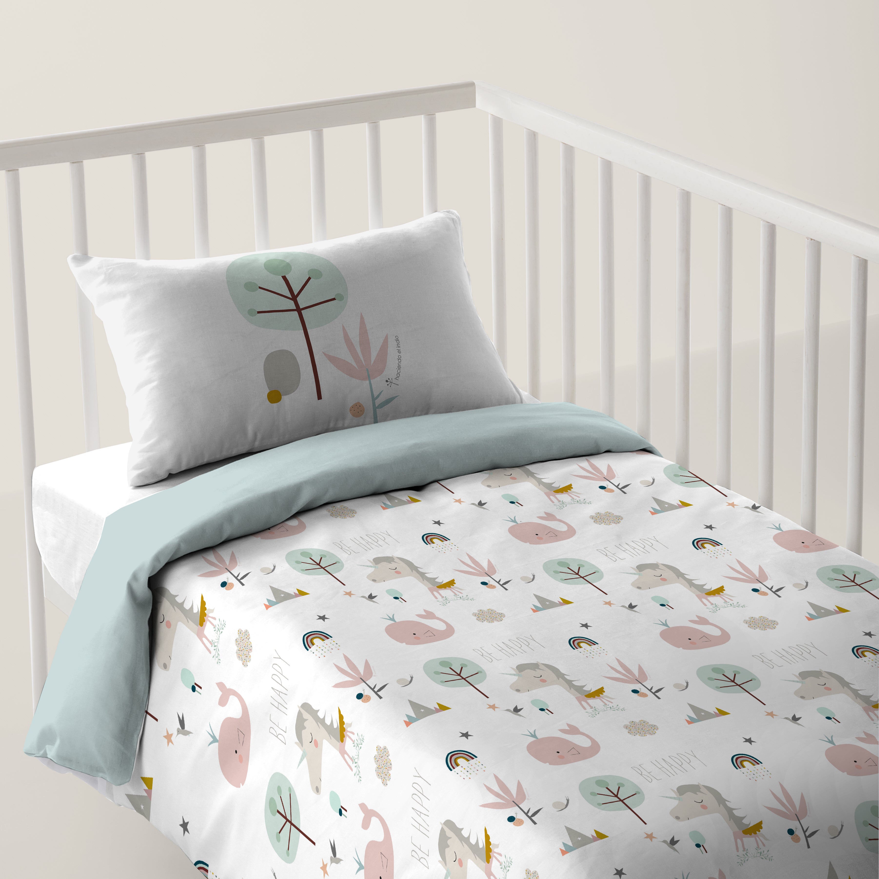 FUNDA NÓRDICA CUNA BEBÉ RAINBOWLAND  100% ALGODÓN