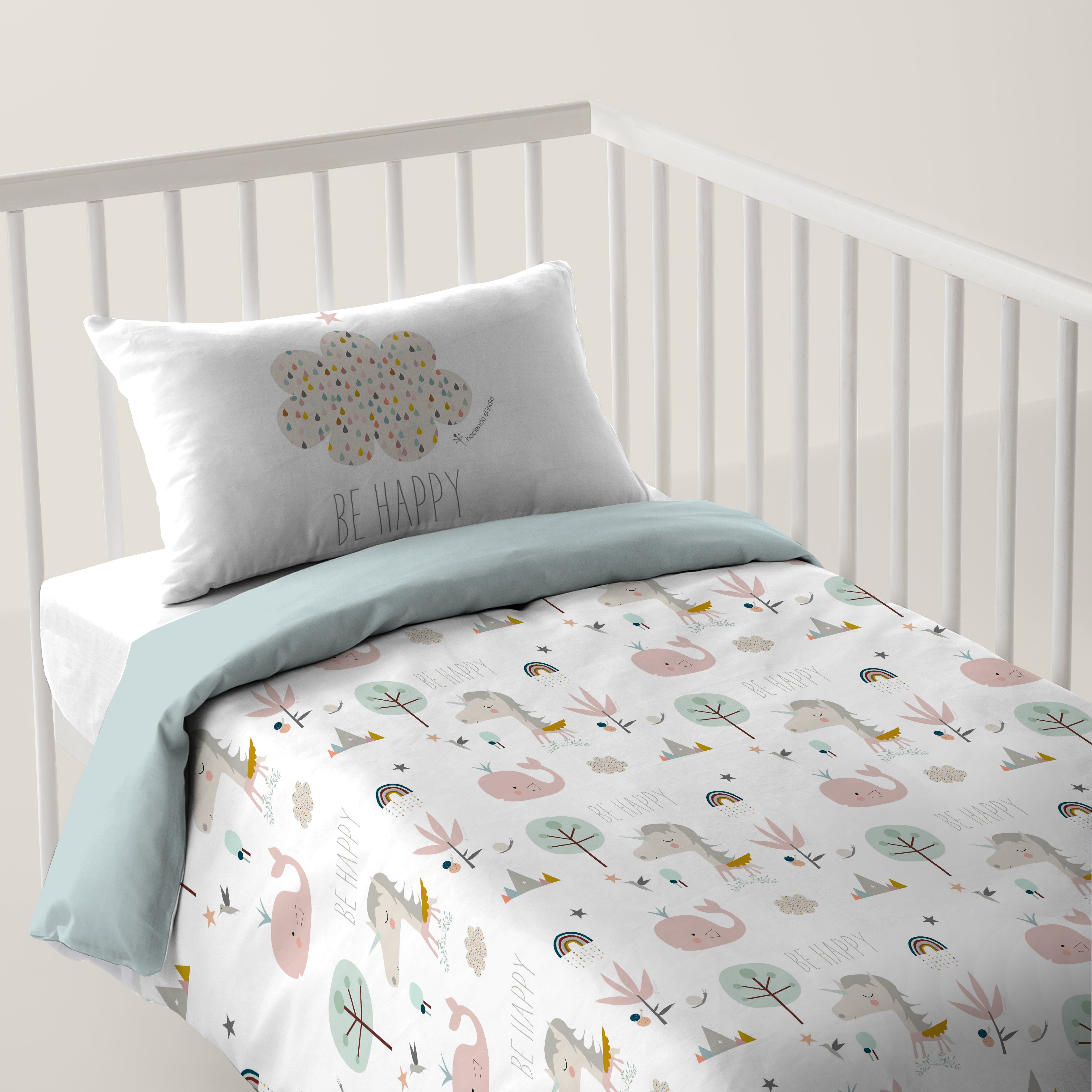 FUNDA NÓRDICA CUNA BEBÉ RAINBOWLAND  100% ALGODÓN