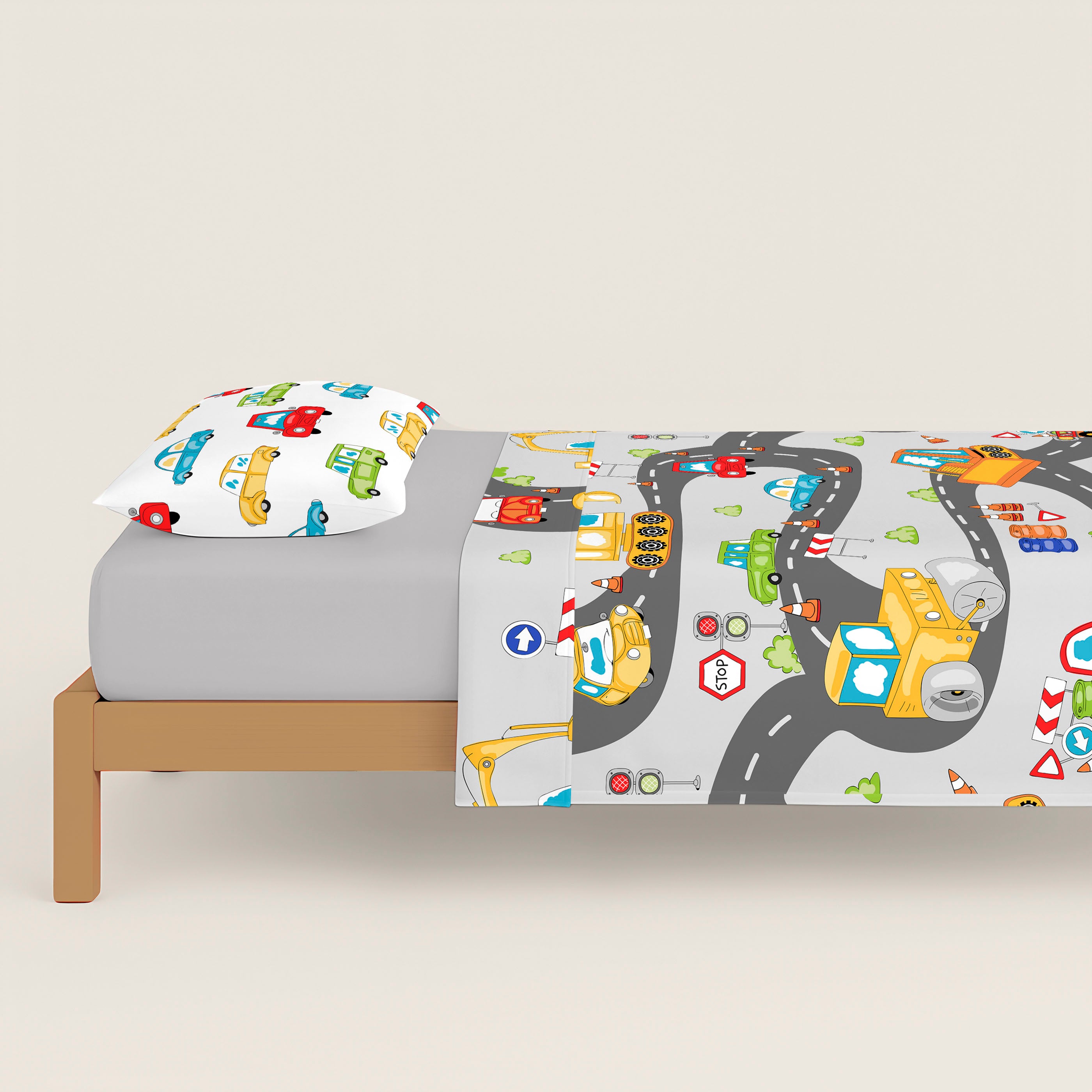 JUEGO SÁBANAS ESTAMPADAS INFANTIL SCALEXTRIC 100% ALGODÓN