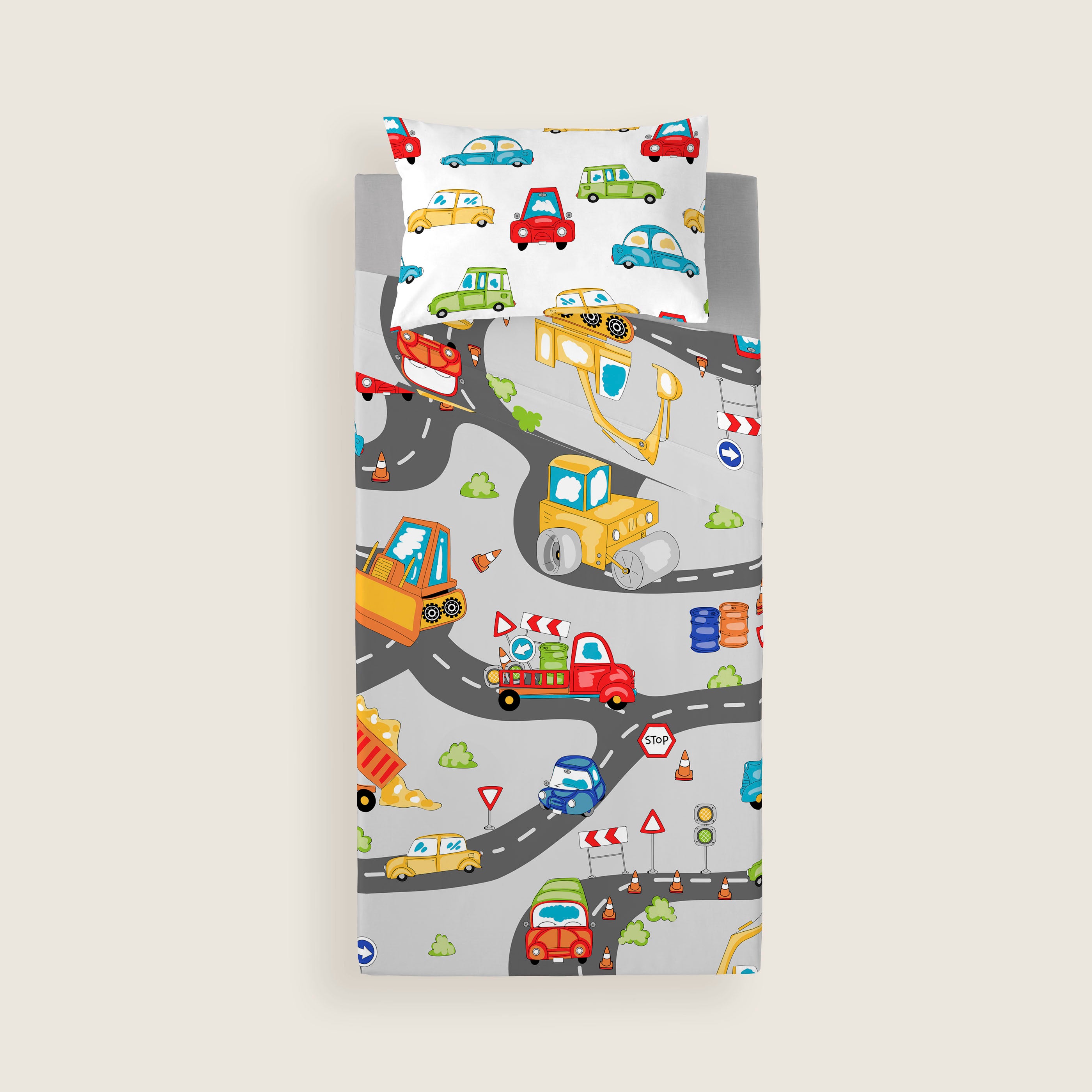 JUEGO SÁBANAS ESTAMPADAS INFANTIL SCALEXTRIC 100% ALGODÓN