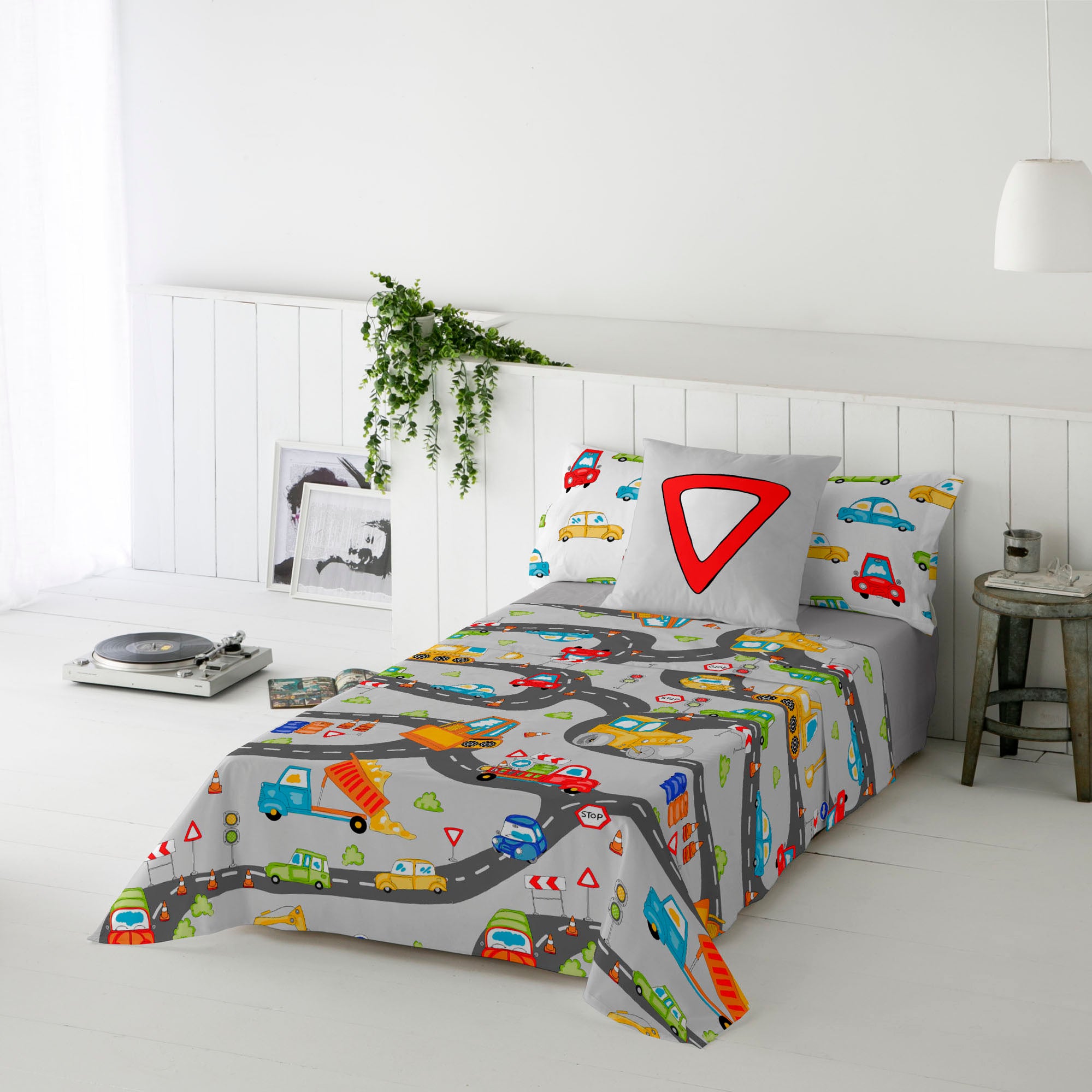 JUEGO SÁBANAS ESTAMPADAS INFANTIL SCALEXTRIC 100% ALGODÓN