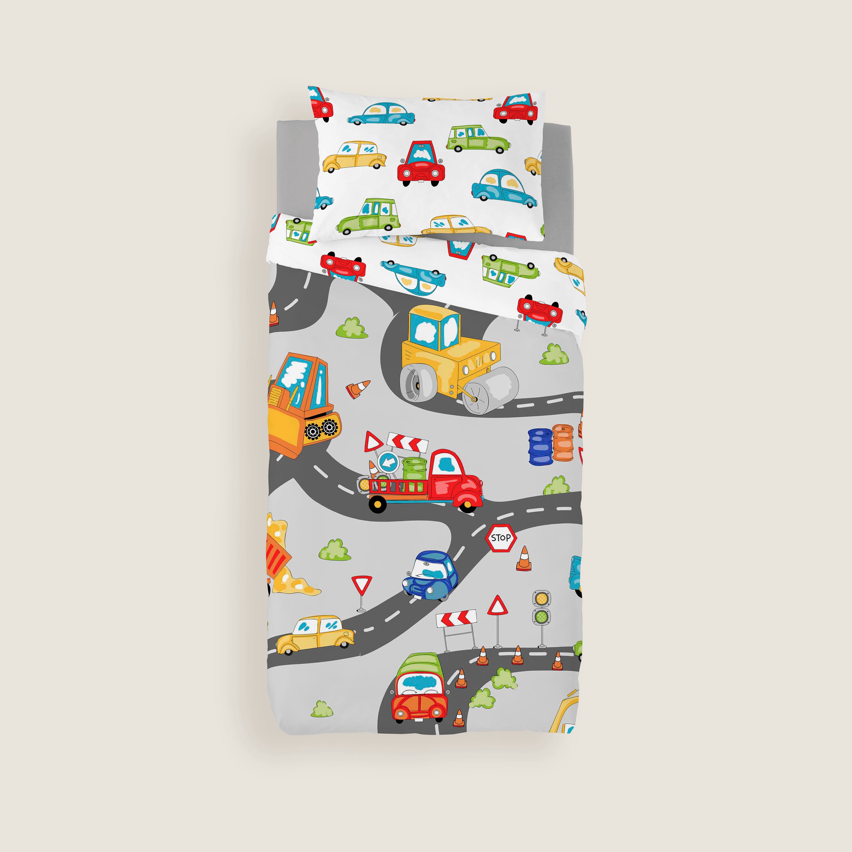 FUNDA NÓRDICA REVERSIBLE ESTAMPADA INFANTIL SCALEXTRIC 100% ALGODÓN