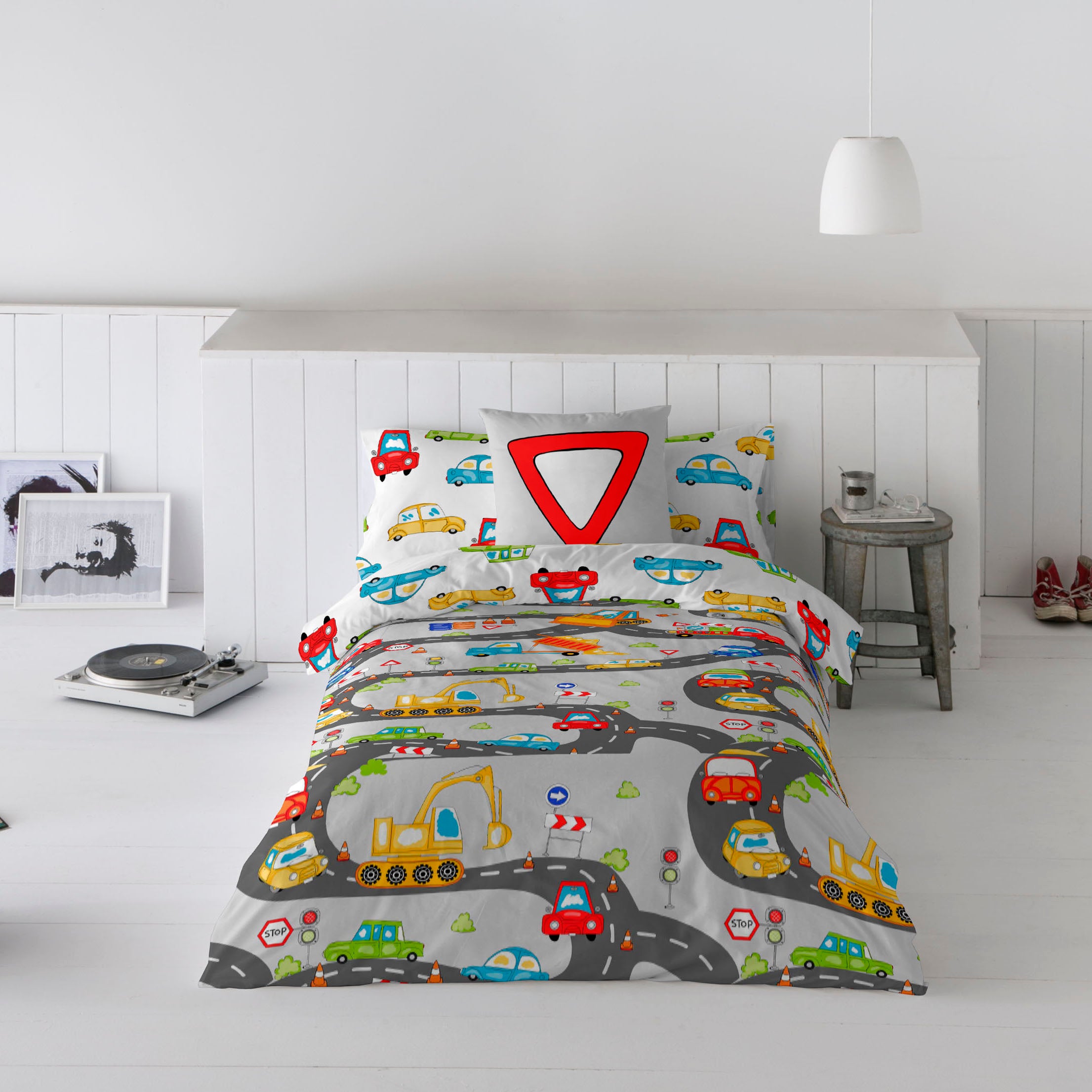 FUNDA NÓRDICA REVERSIBLE ESTAMPADA INFANTIL SCALEXTRIC 100% ALGODÓN