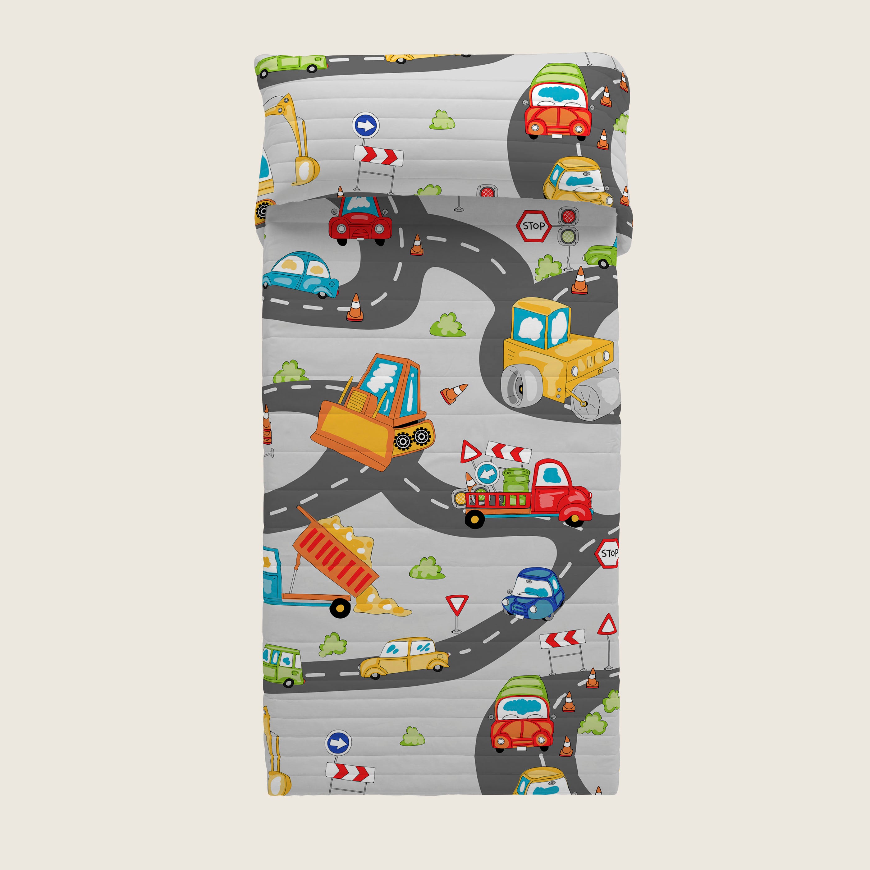 COLCHA BOUTI REVERSIBLE ESTAMPADA INFANTIL SCALEXTRIC 100% ALGODÓN