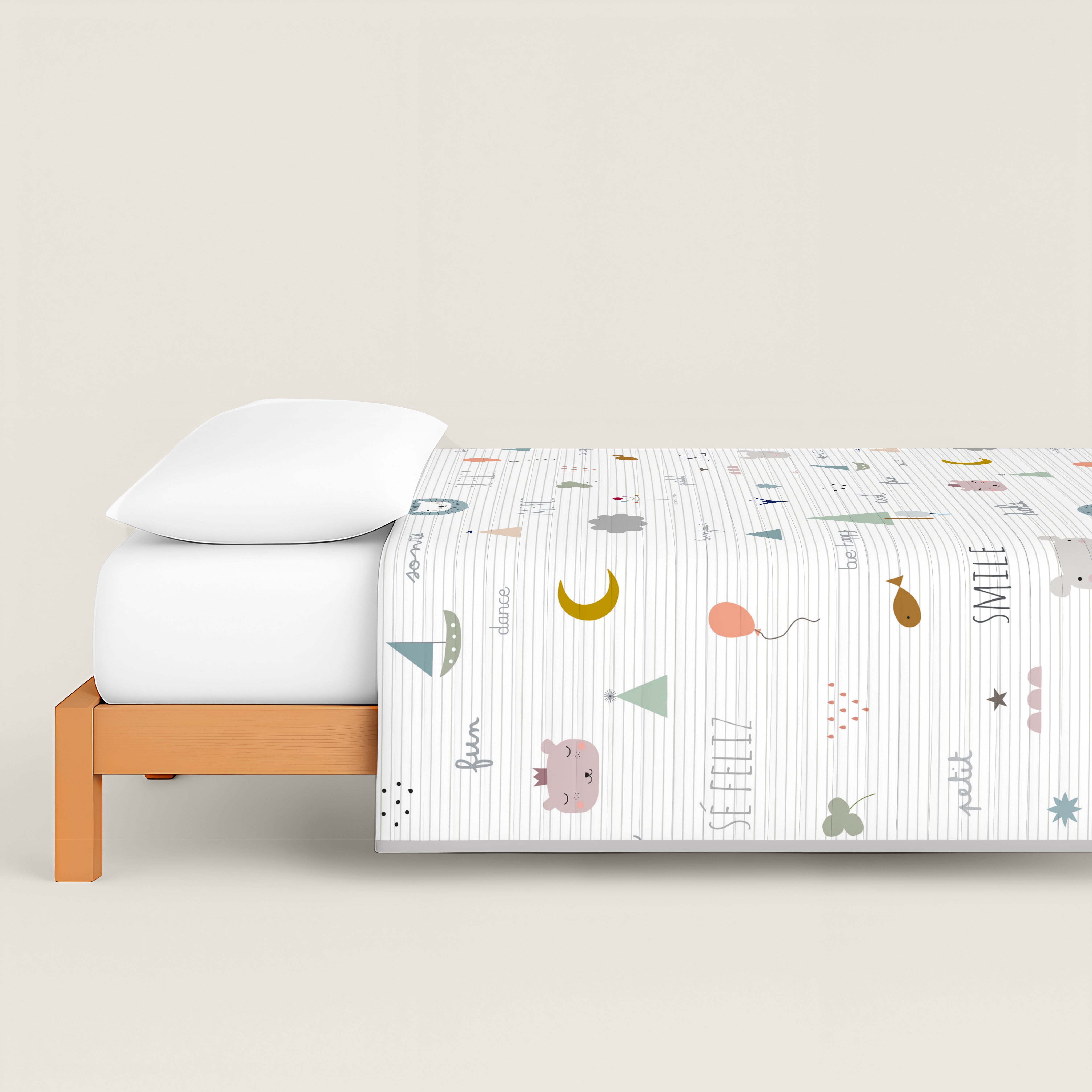 COLCHA BOUTI ESTAMPADA INFANTIL SE FELIZ 100% ALGODÓN