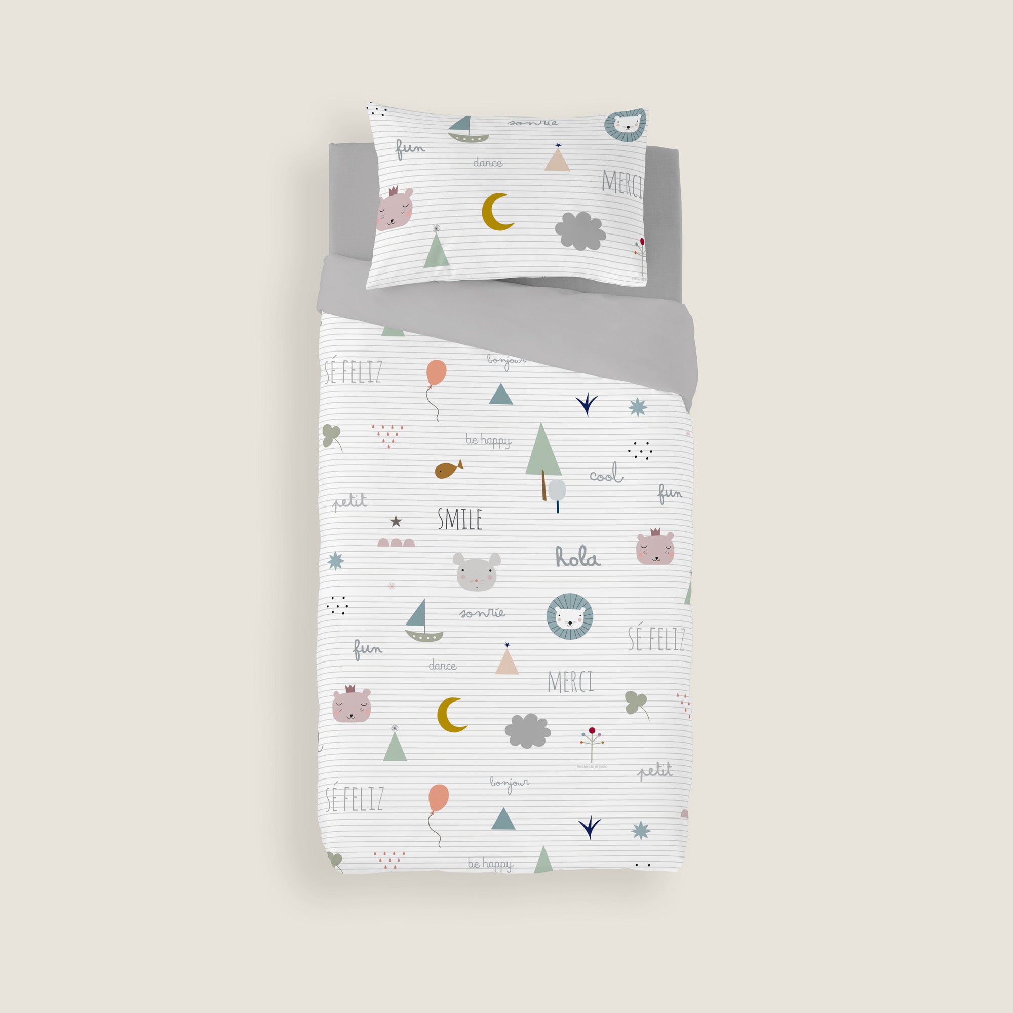 COPRIPIUMINO STAMPATO PER BAMBINI SE FELIZ 100% COTONE