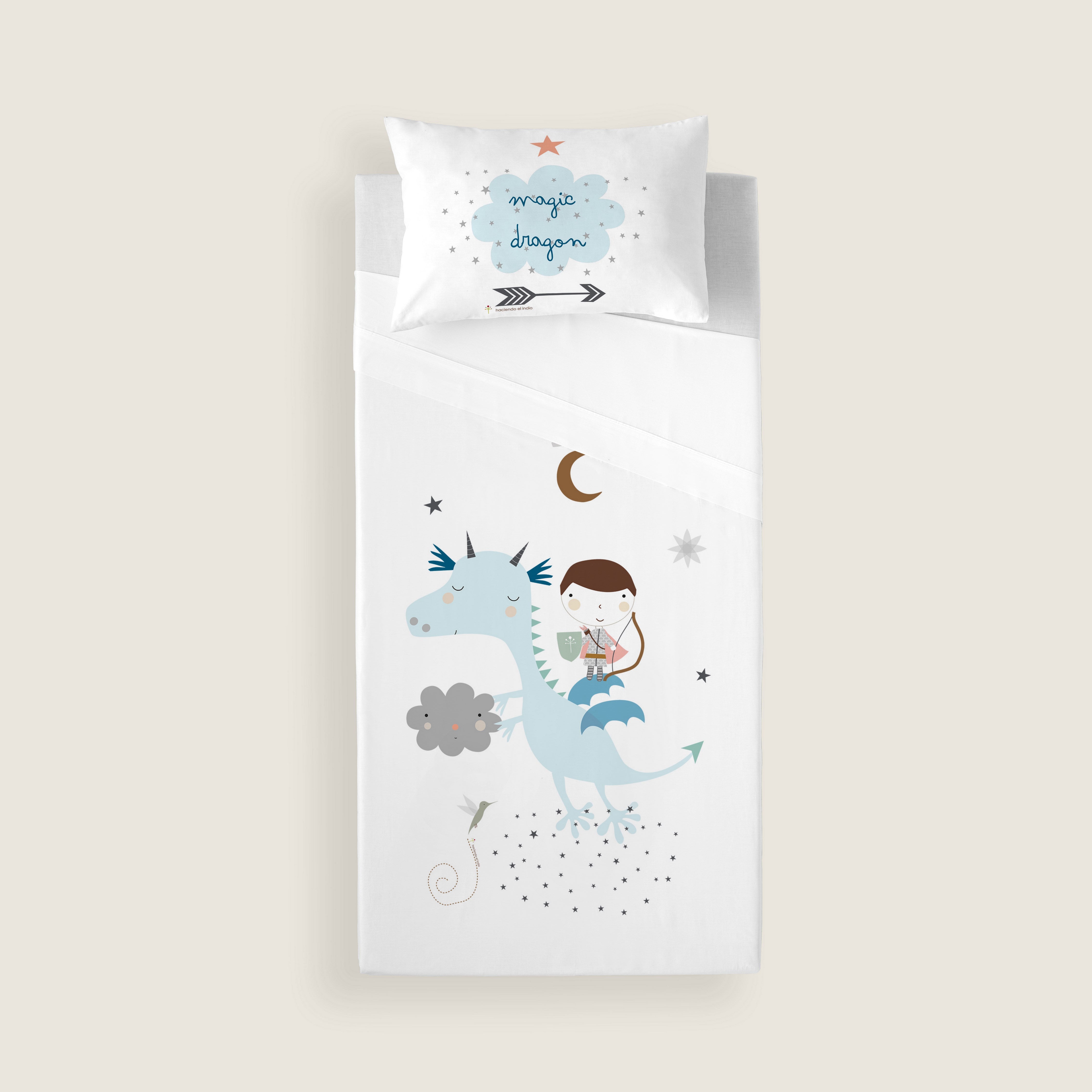 JUEGO DE SÁBANAS CUNA BEBÉ MAGIC DRAGON PANOT 100% ALGODÓN