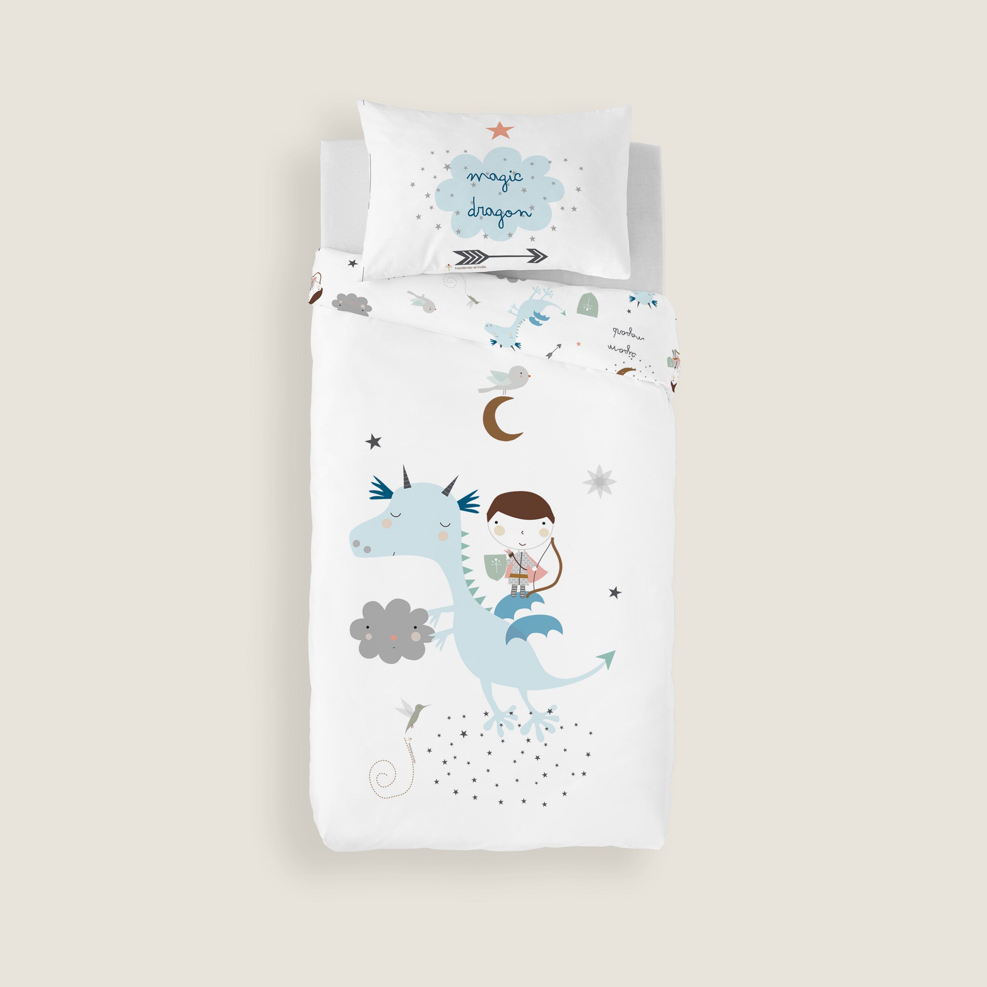 FUNDA NÓRDICA REVERSIBLE CUNA BEBÉ MAGIC DRAGON 100% ALGODÓN