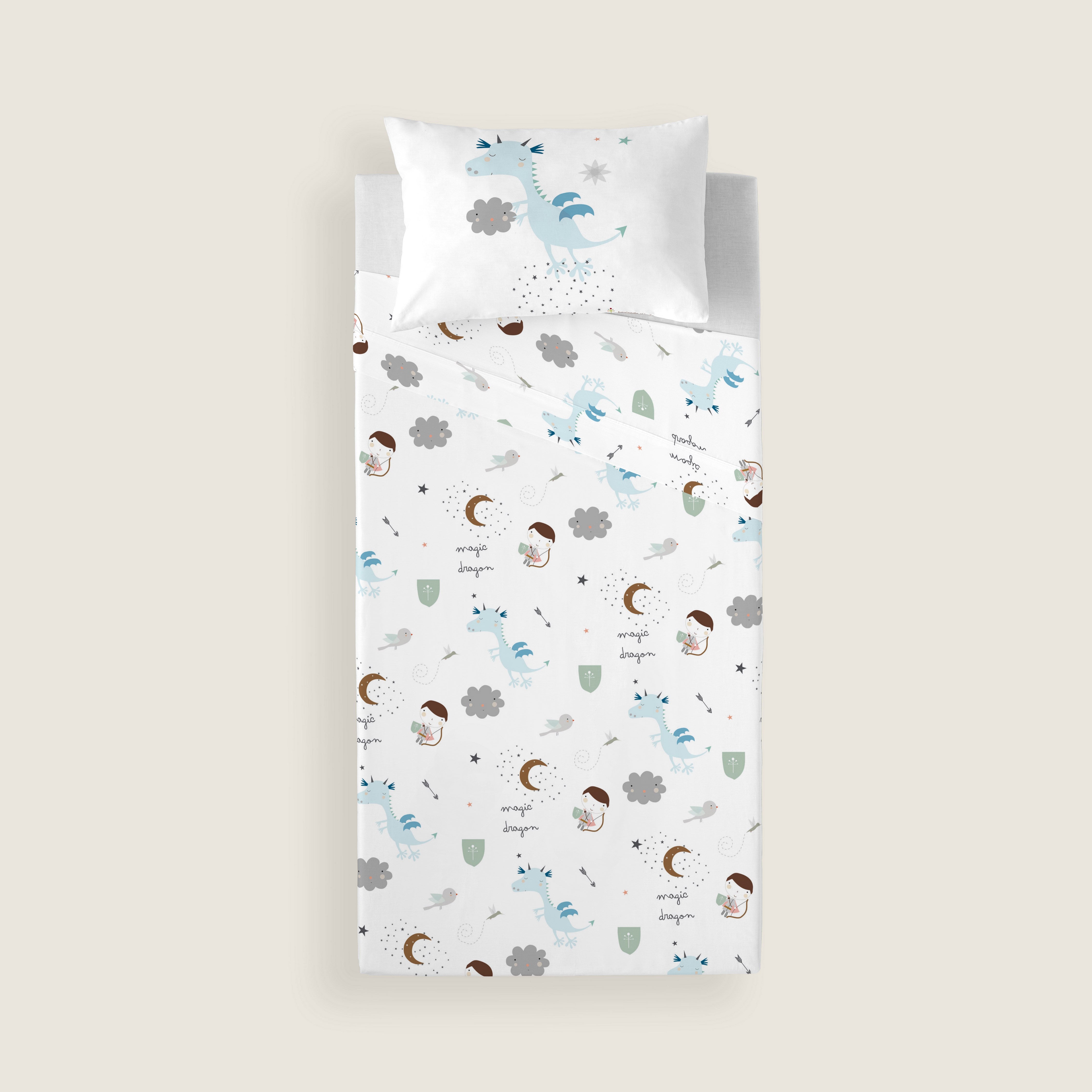 JUEGO DE SÁBANAS CUNA BEBÉ MAGIC DRAGON ROT 100% ALGODÓN