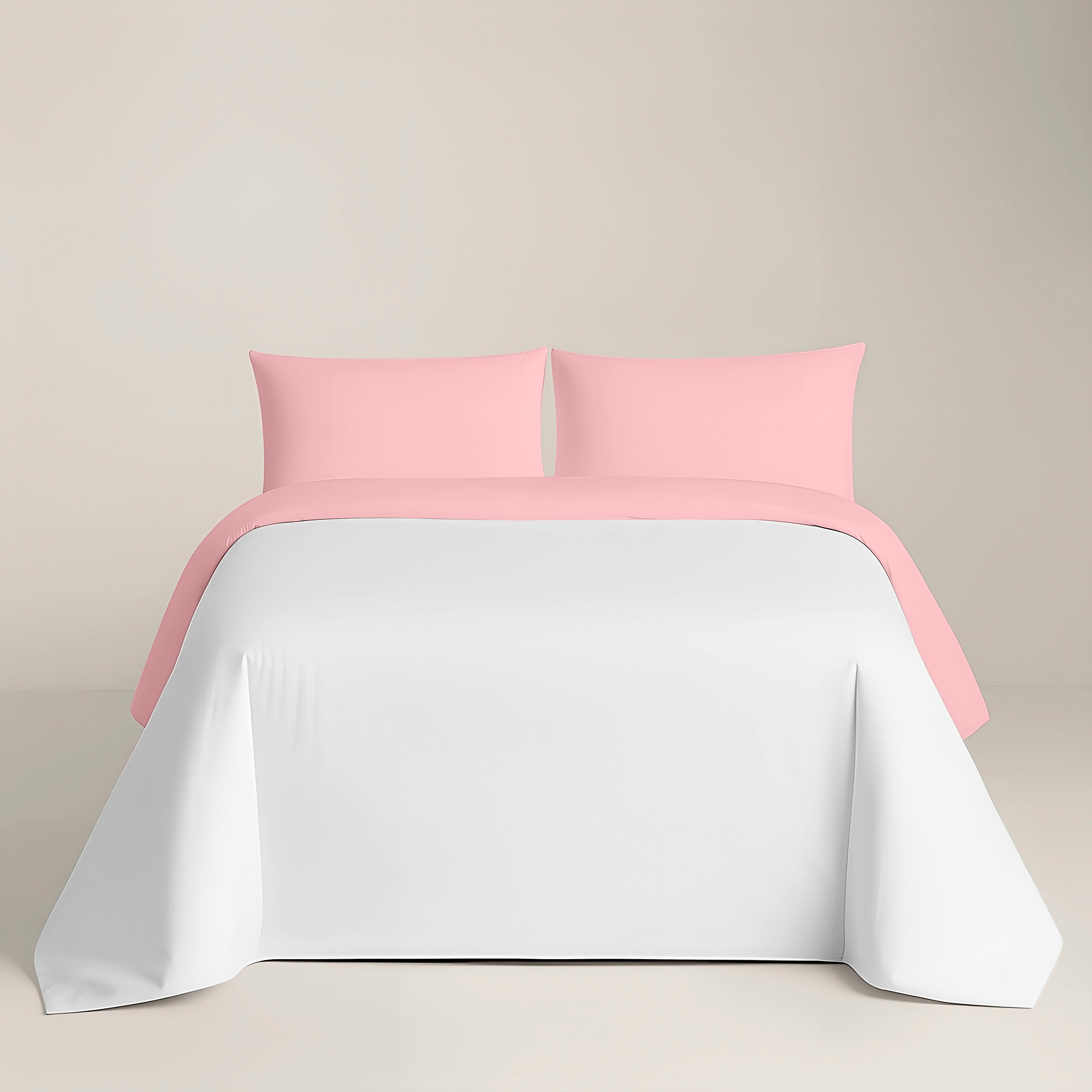FUNDA NÓRDICA BICOLOR REVERSIBLE ROSA FTR 8 / BLANCO 100% ALGODÓN