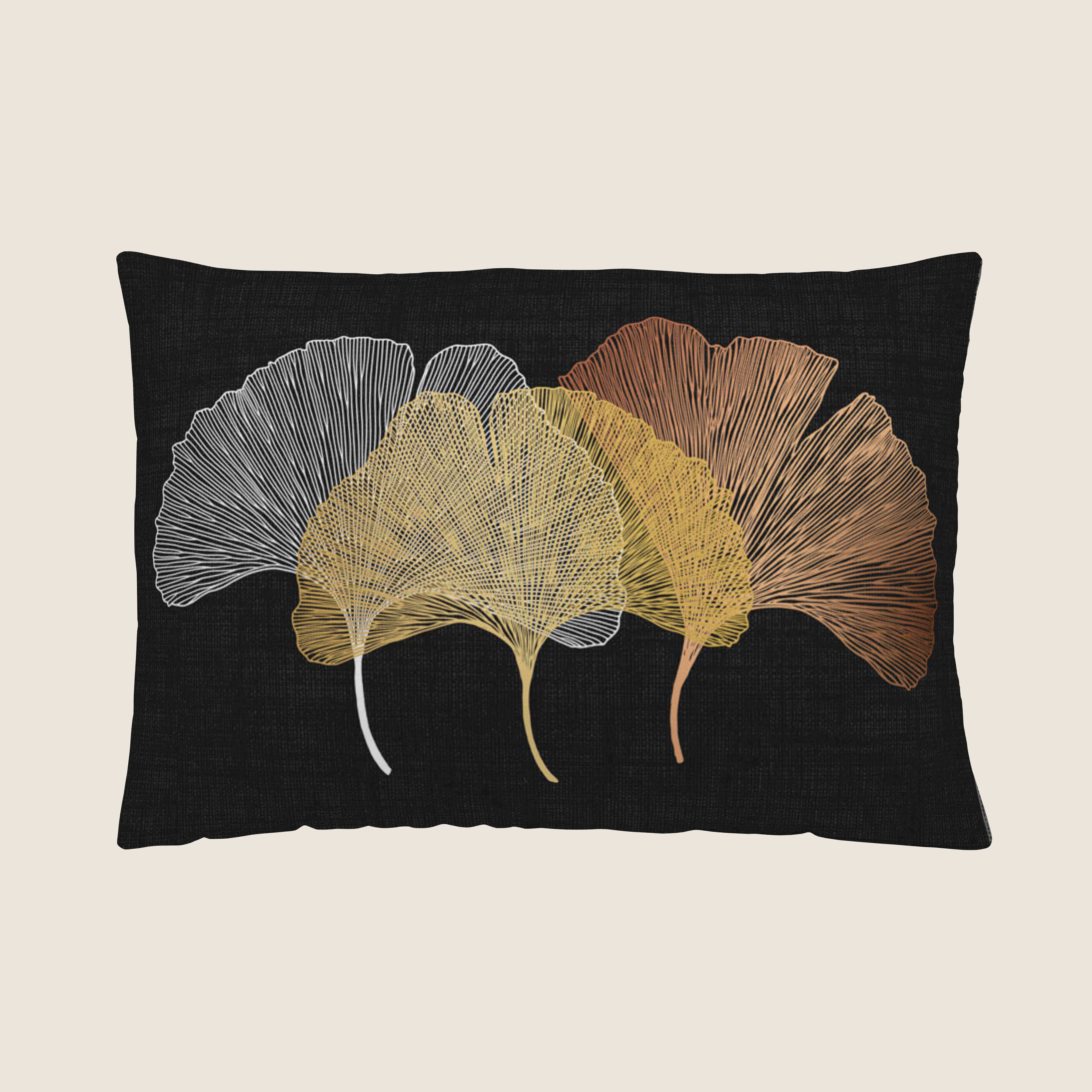 FUNDA DE COJÍN ESTAMPADO GINGKO 100% ALGODÓN