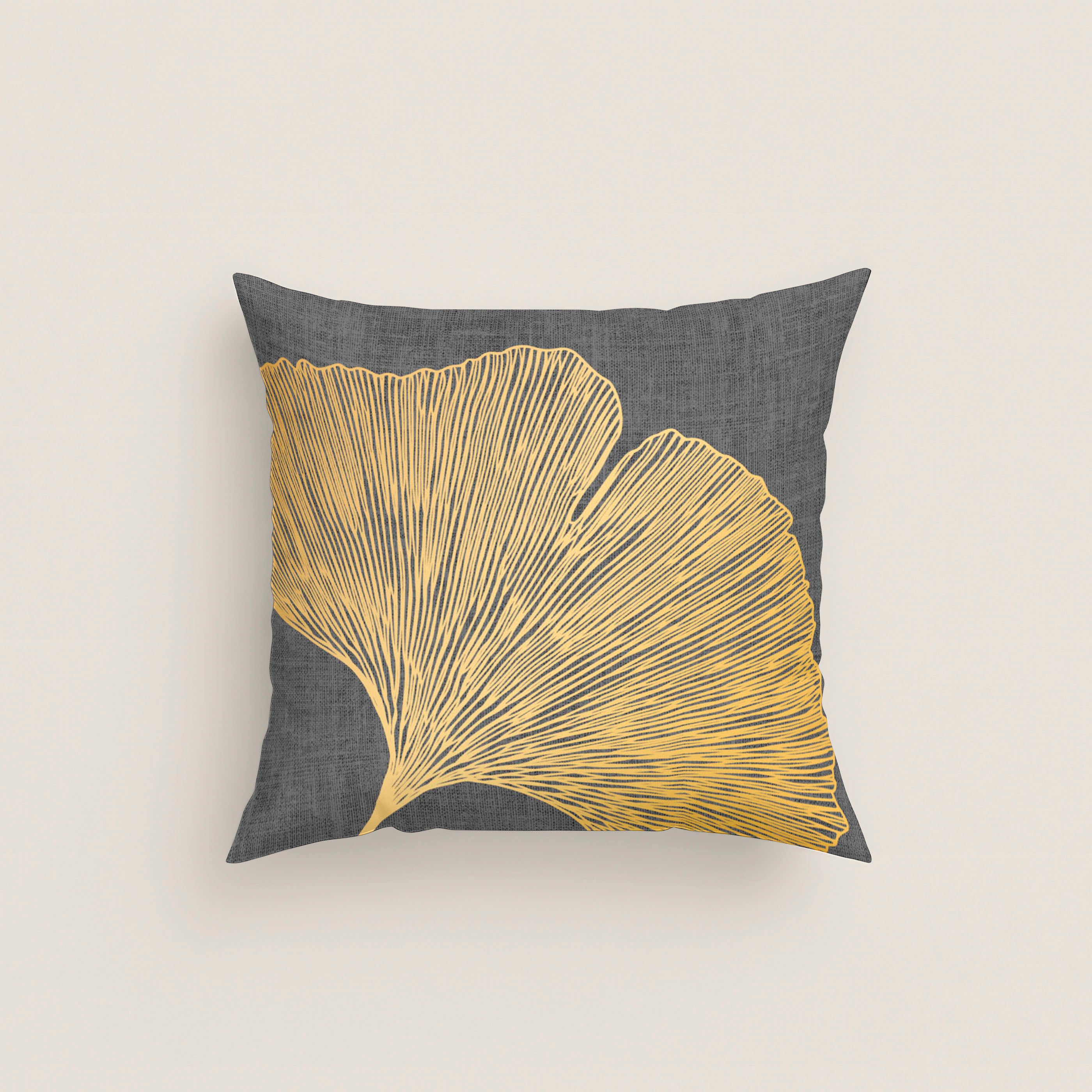 FUNDA DE COJÍN ESTAMPADO GINGKO 100% ALGODÓN