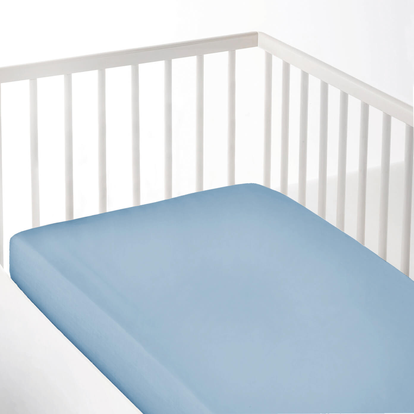 SÁBANA BAJERA AJUSTABLE CUNA 100% ALGODÓN AZUL MAR