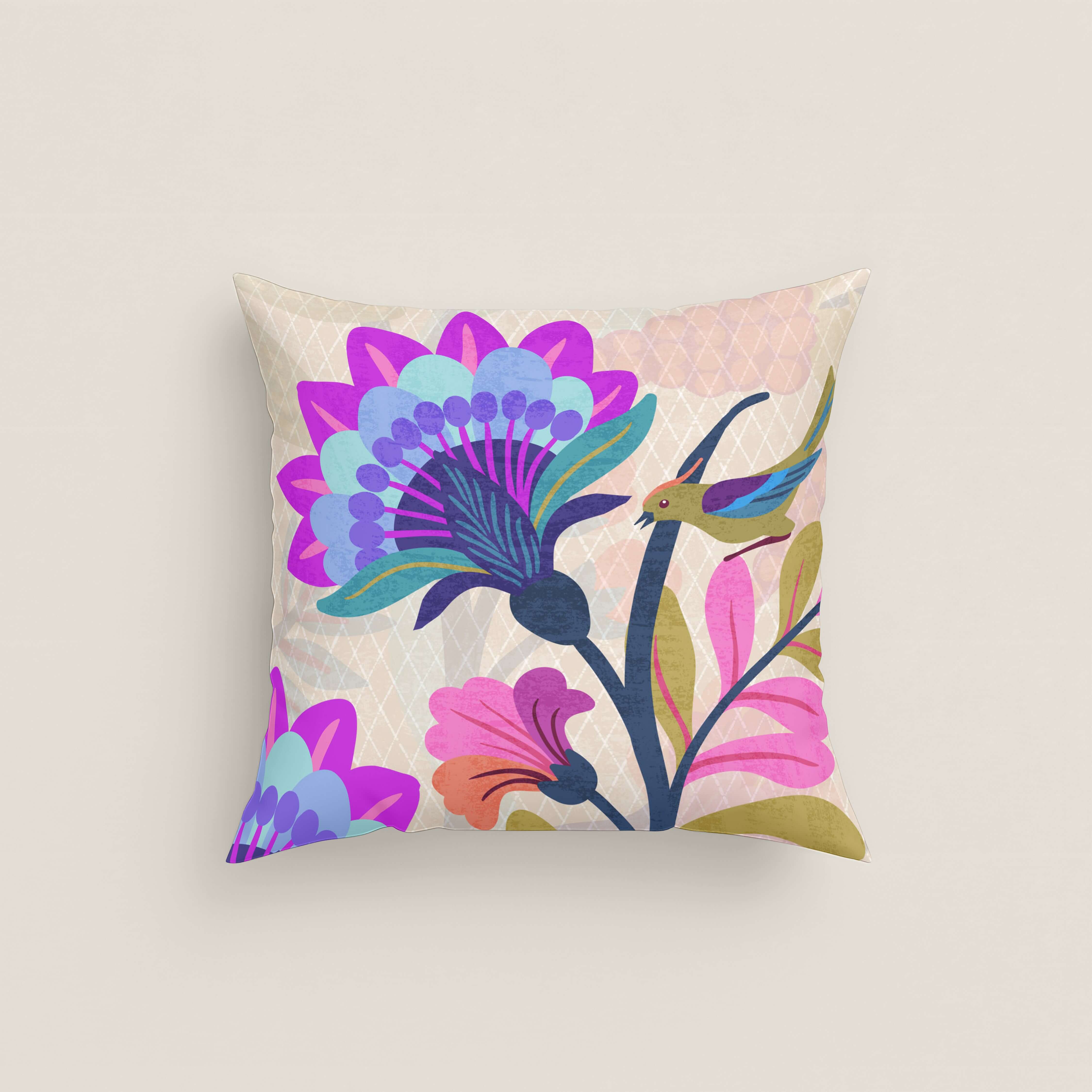 FUNDA DE COJÍN ESTAMPADO MARENA BEIG 100% ALGODÓN