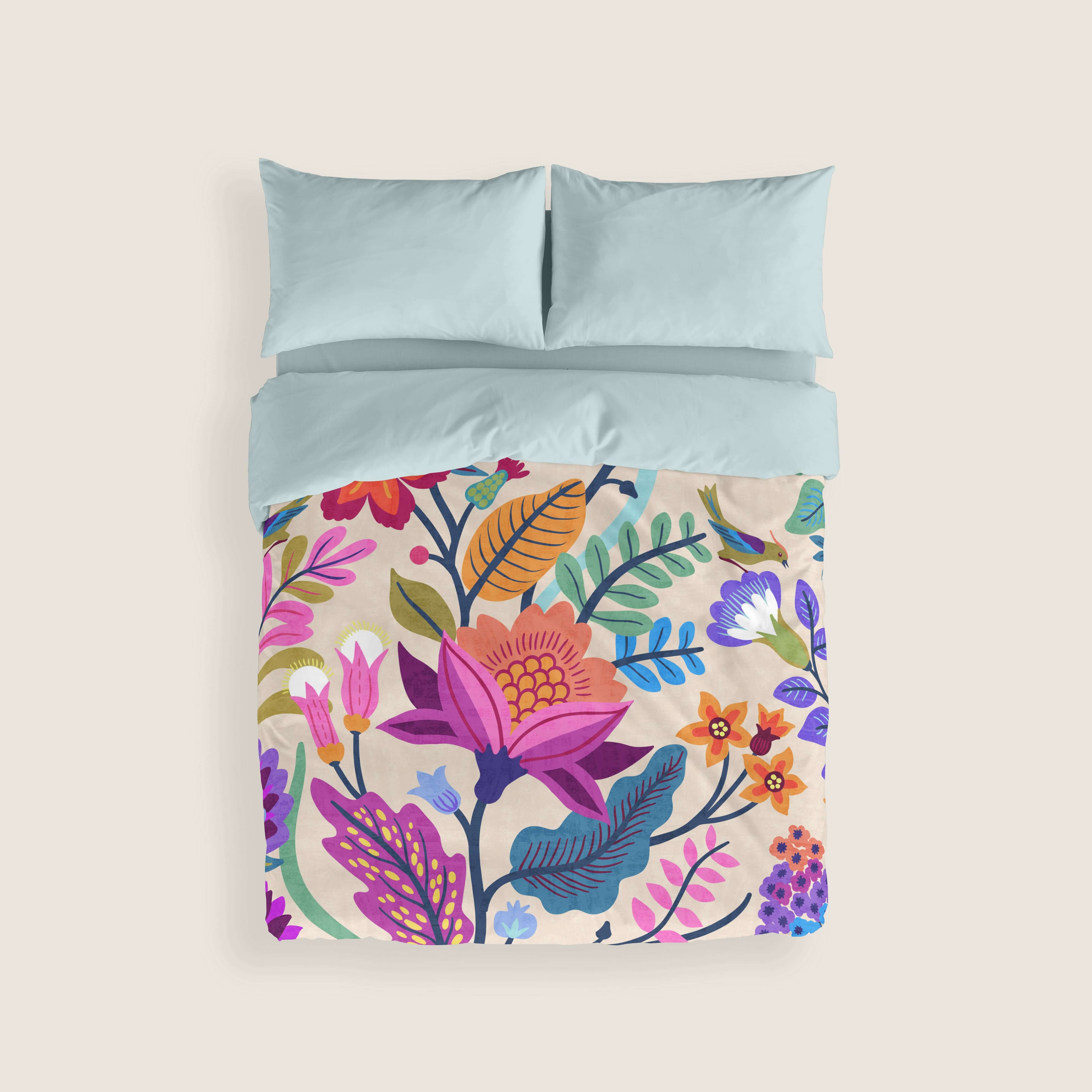 FUNDA NÓRDICA ESTAMPADA MARENA BEIG 100% ALGODÓN