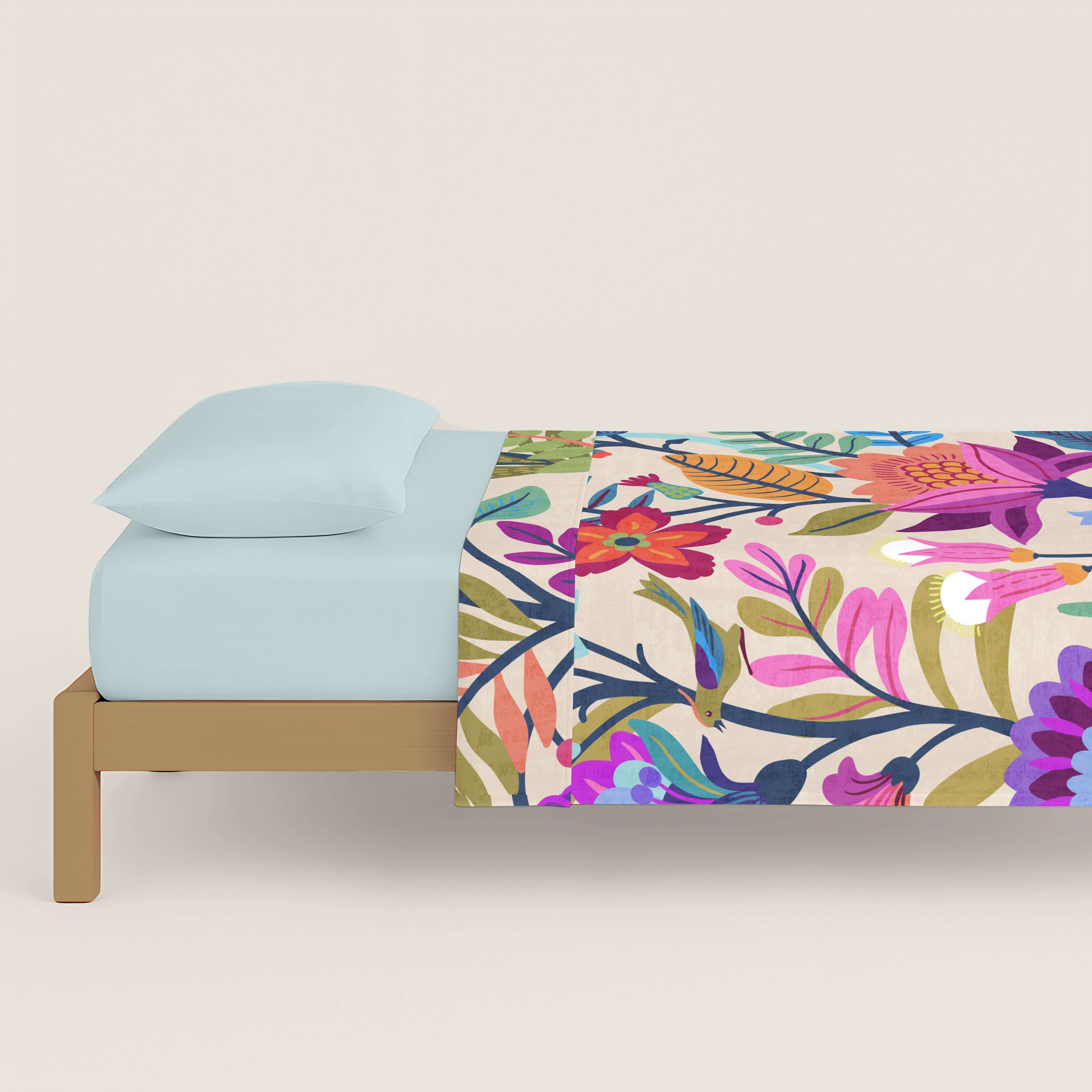 JUEGO SÁBANAS ESTAMPADAS MARENA BEIG 100% ALGODÓN