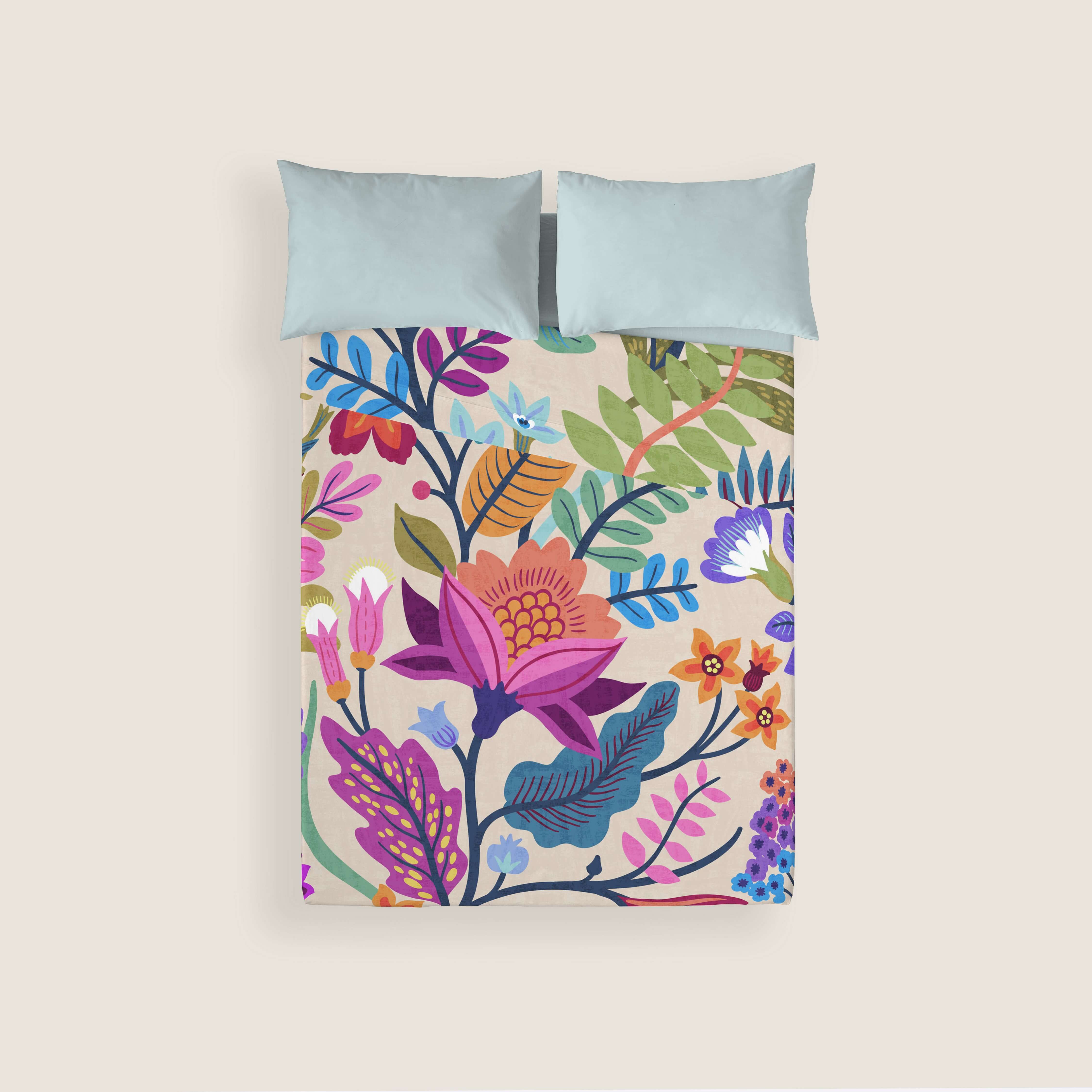 JUEGO SÁBANAS ESTAMPADAS MARENA BEIG 100% ALGODÓN