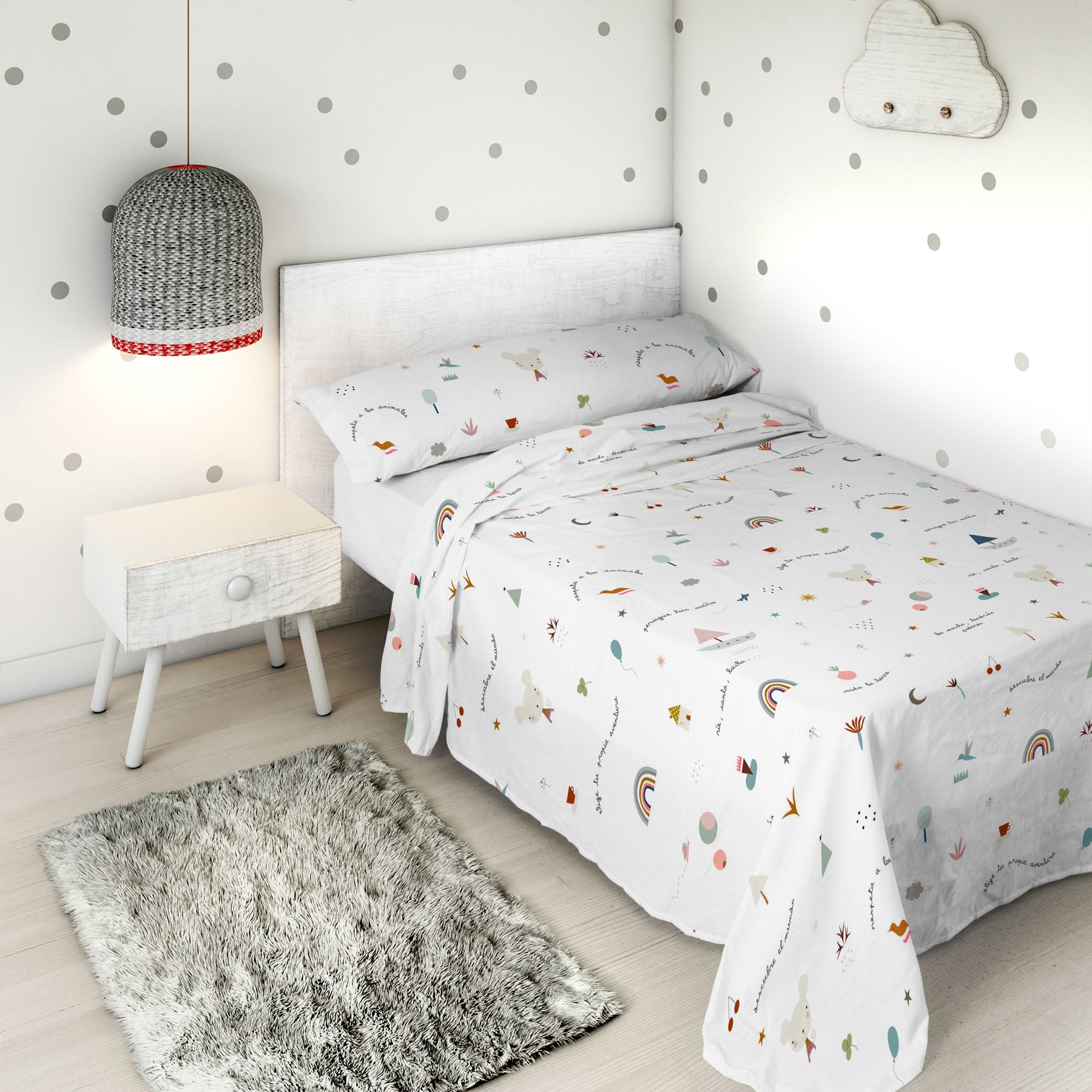 JUEGO SÁBANAS ESTAMPADAS INFANTIL SUSANITA ROSA B 100% ALGODÓN